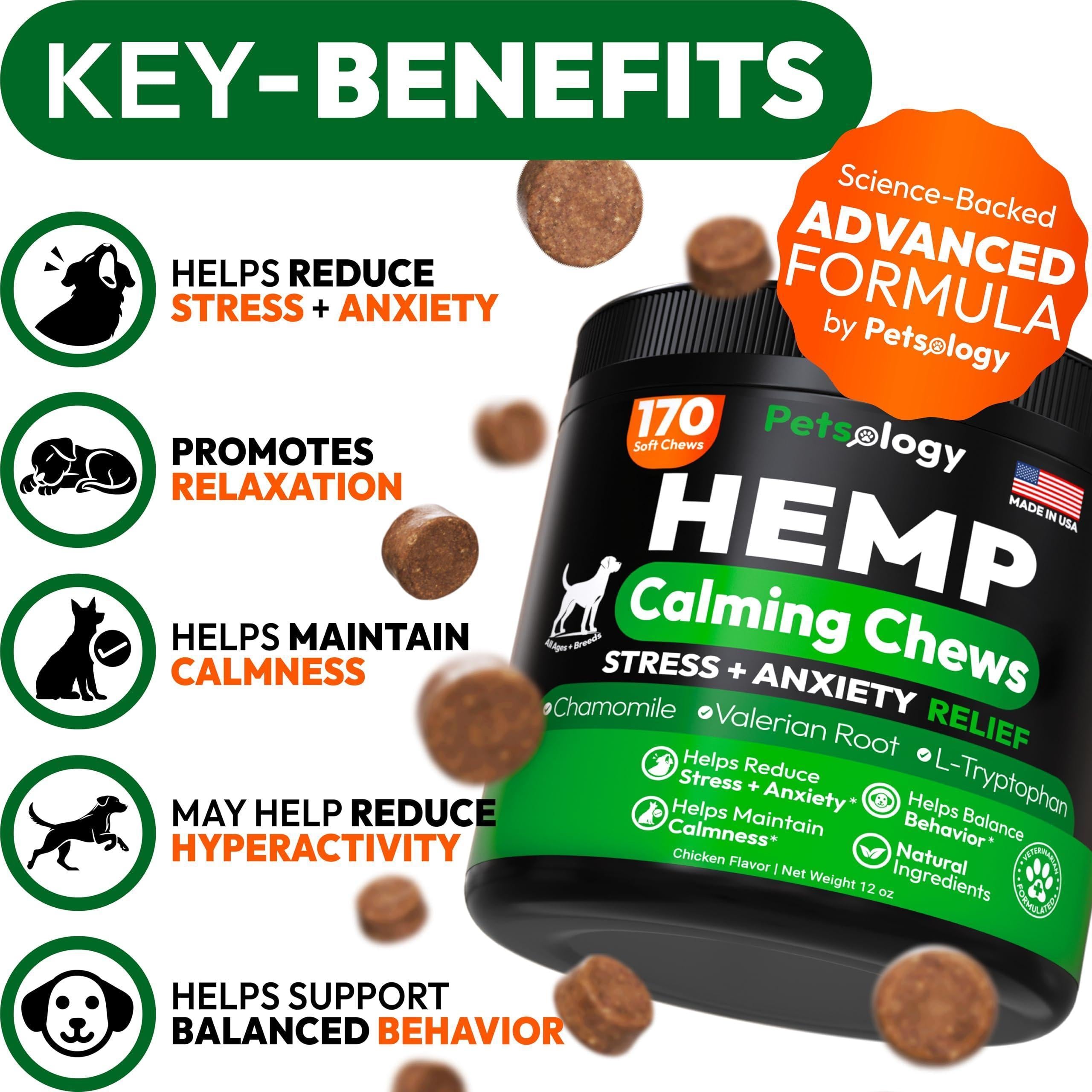Hemp Calming Chews for Dogs 170 Count Anxiety Relief Hemp Calming Chews for Dogs 170 Count Anxiety Relief