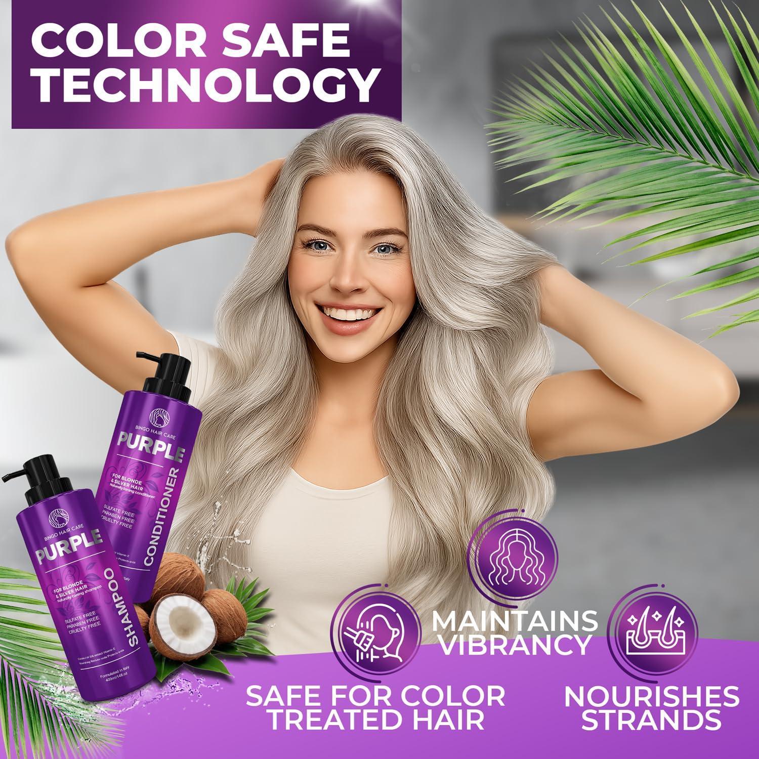 Purple Shampoo and Conditioner Set 14 Fl Oz Set of 2 Sulfate Free Formula for Women and Men For Toning and Balancing Brassy Blonde Silver and Gray Hair Purple Shampoo and Conditioner Set 14 Fl Oz Set of 2 Sulfate Free Formula for Women and Men For Toning and Balancing Brassy Blonde Silver and Gray Hair