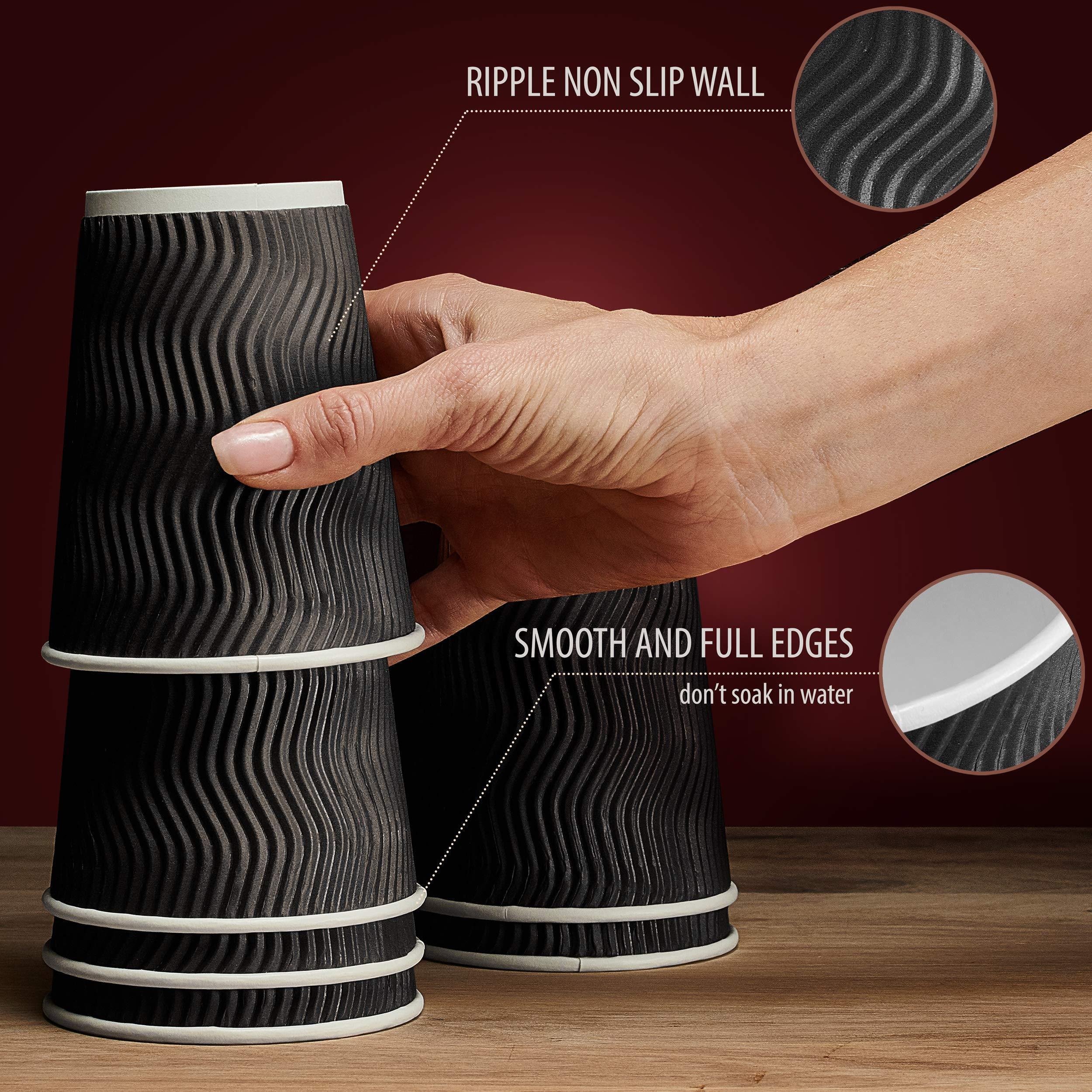 Insulated Disposable Coffee Cups with Lids & Straws 12 oz 100 Packs Black Cups Insulated Disposable Coffee Cups with Lids & Straws 12 oz 100 Packs Black Cups