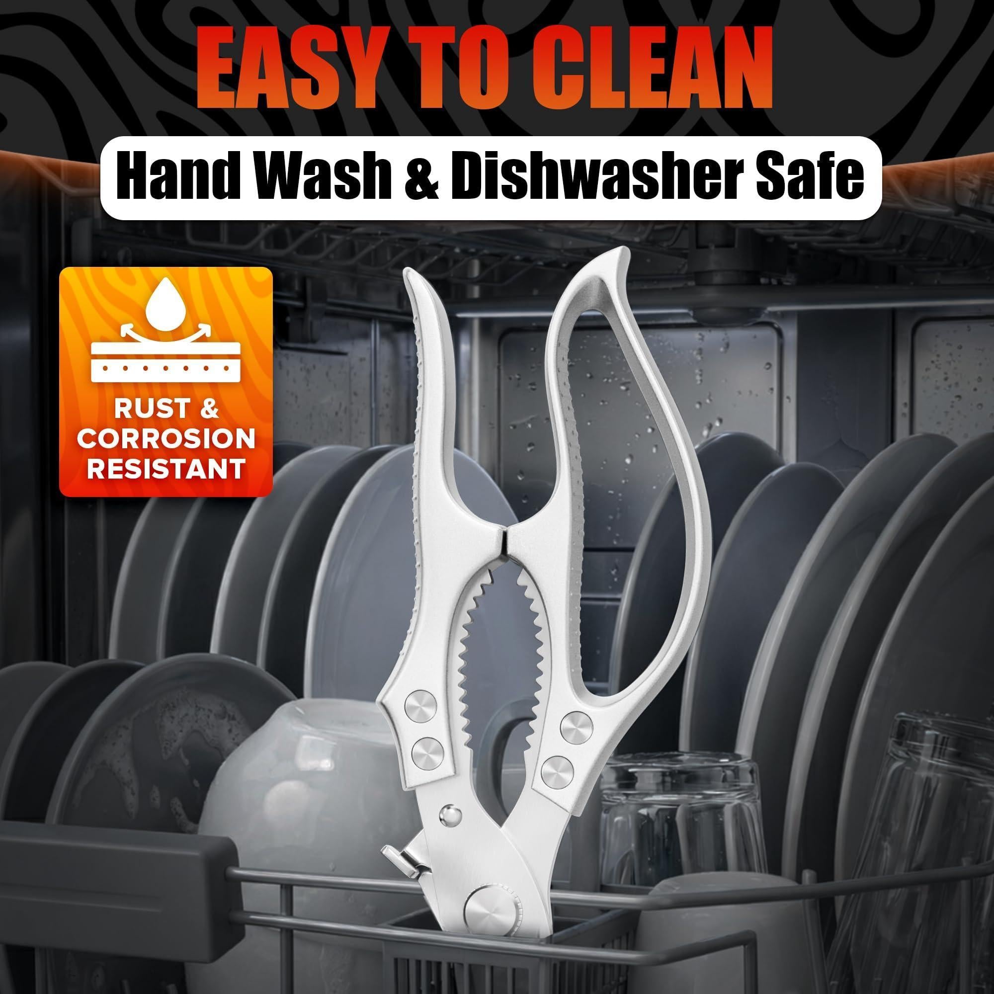 Stainless Steel Poultry Shears Heavy Duty Kitchen Shears for Food with Hardened Blades One Hand Safety Lock Spring Mechanism Dishwasher Safe Chicken Meat Cutting Turkey Fish and Vegetables Stainless Steel Poultry Shears Heavy Duty Kitchen Shears for Food with Hardened Blades One Hand Safety Lock Spring Mechanism Dishwasher Safe Chicken Meat Cutting Turkey Fish and Vegetables
