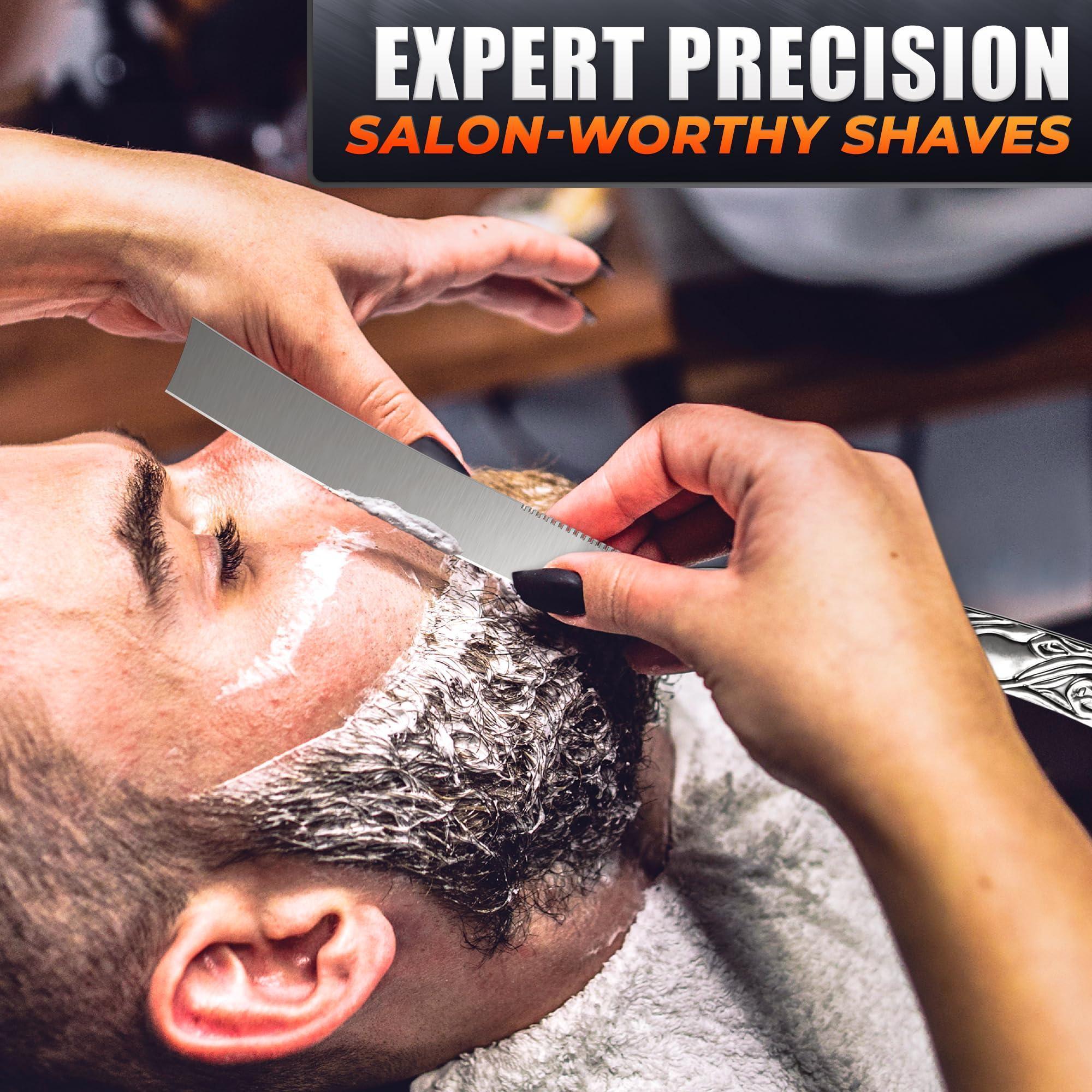 Straight Razor Carbon Steel Blade 11.4 in Secure Grip for Shaving Straight Razor Carbon Steel Blade 11.4 in Secure Grip for Shaving