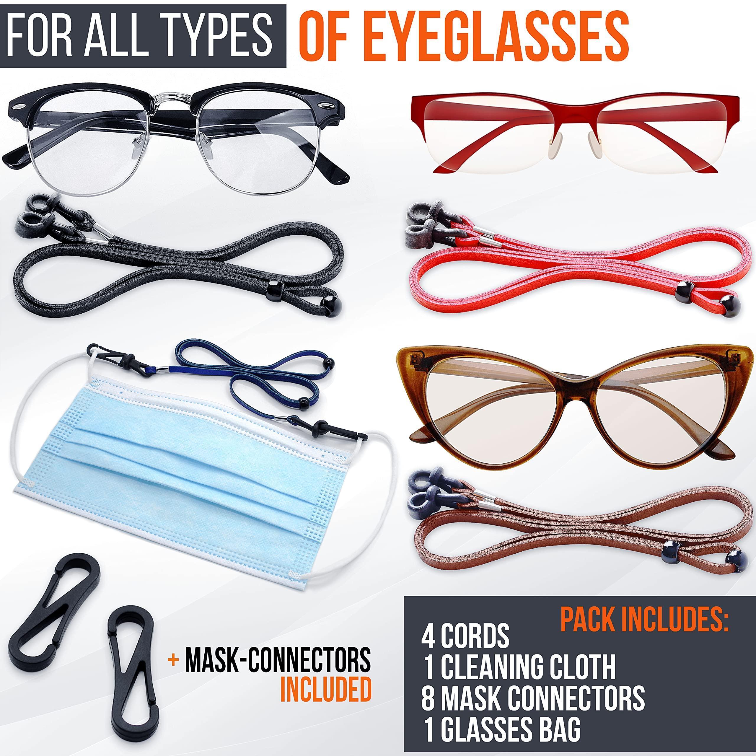 Eyeglass Chains for Women Men Premium ECO Leather Strap 4 Pcs 28 inch Length Eyeglass Chains for Women Men Premium ECO Leather Strap 4 Pcs 28 inch Length