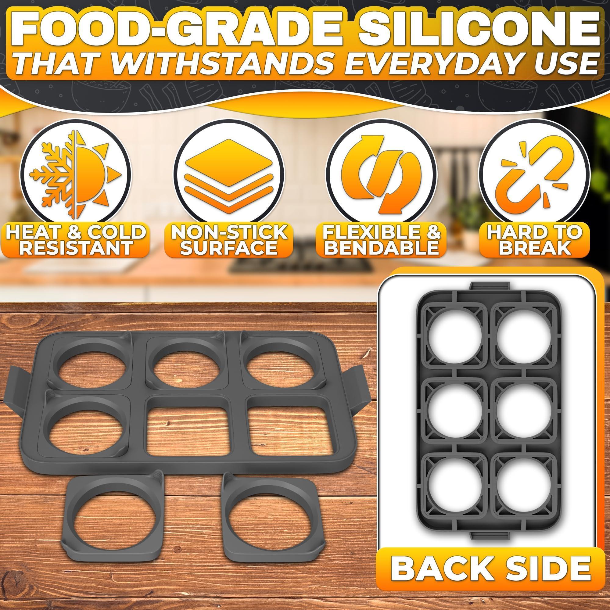 Silicone Egg Rings for Frying Eggs 16.5 x8.9 inch 6 Ring Removable Silicone Egg Molds for Griddle 12 Shapes 6 Round & 6 Square Non Stick & Heat Resistant Ergonomic Handles for Easy Cooking Silicone Egg Rings for Frying Eggs 16.5 x8.9 inch 6 Ring Removable Silicone Egg Molds for Griddle 12 Shapes 6 Round & 6 Square Non Stick & Heat Resistant Ergonomic Handles for Easy Cooking