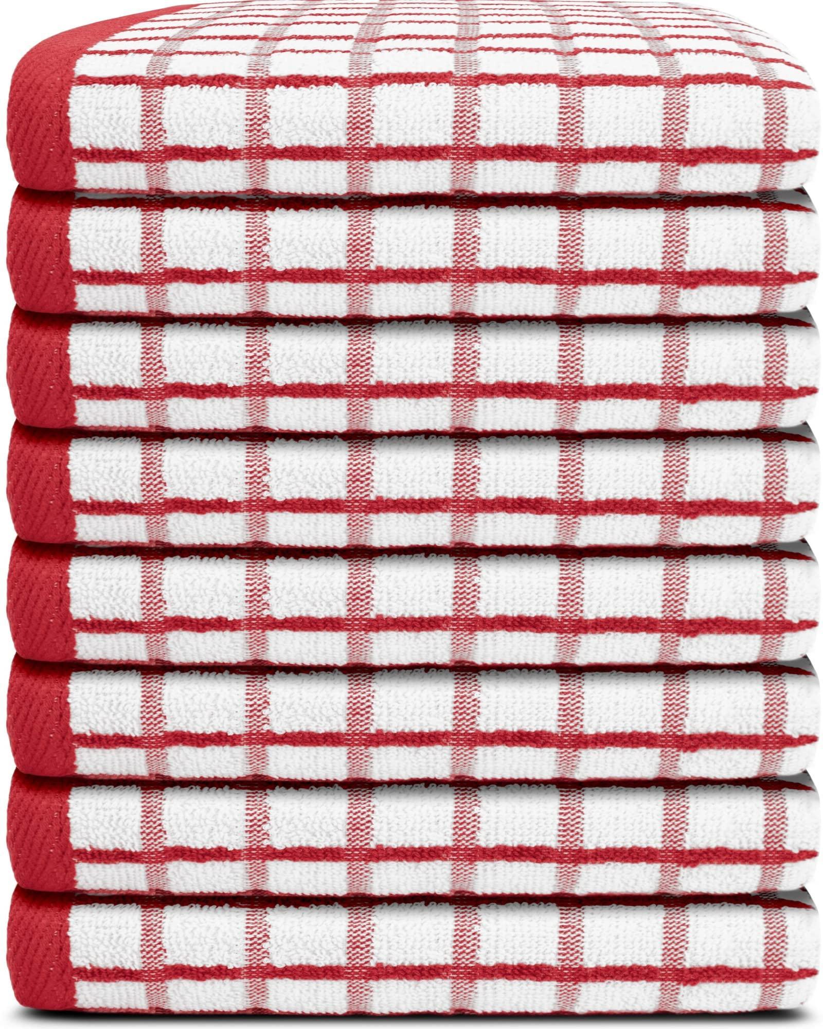 Premium Dish Towels for Kitchen with Hanging Loop 8 Pack 16x26 inch Red Color Premium Dish Towels for Kitchen with Hanging Loop 8 Pack 16x26 inch Red Color