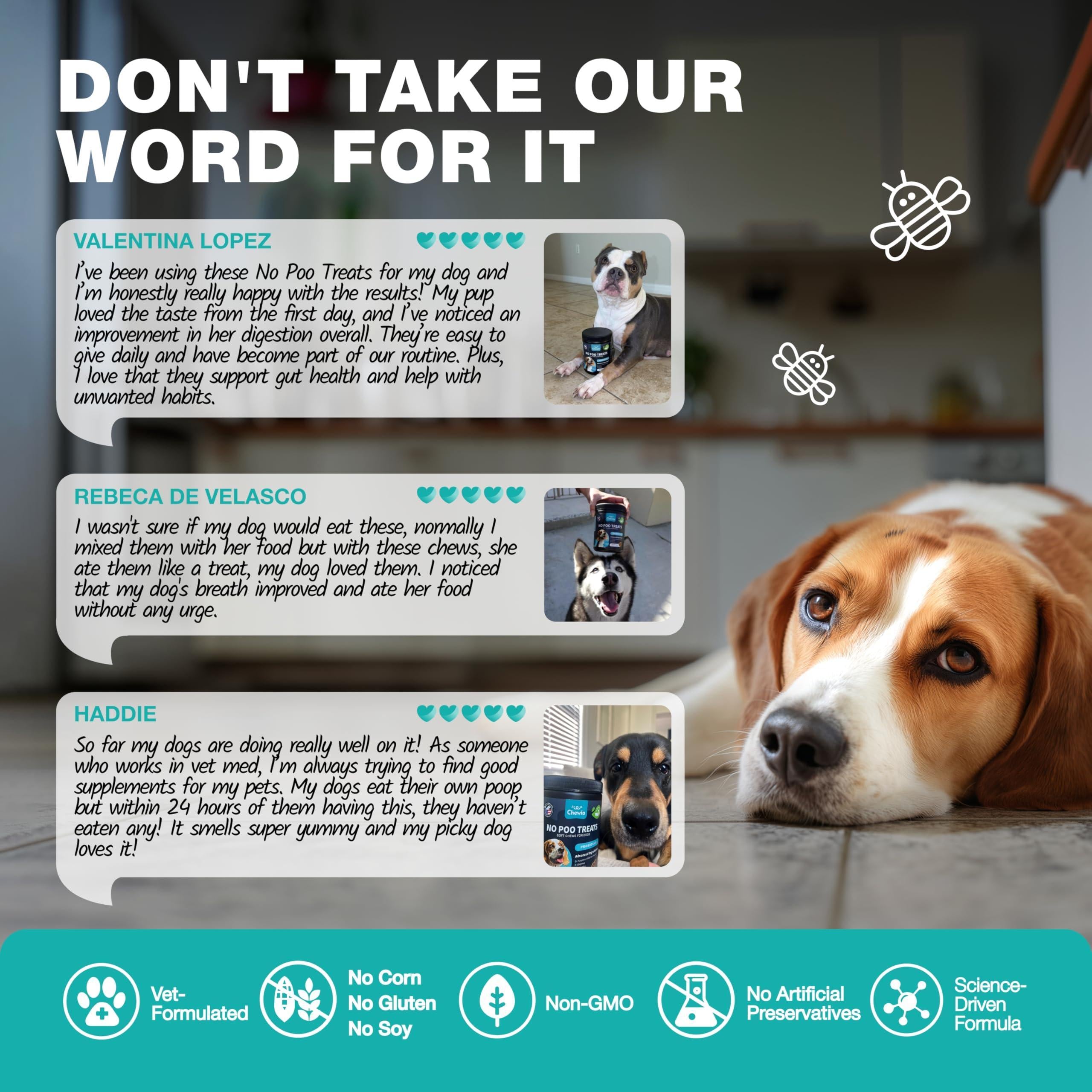 No Poo Chews for Dogs Coprophagia Deterrent Dog Probiotics for Digestive Health with Enzymes Canine Stool Eating Deterrent Digestive, Dental, Gut & Immune Health Treats No Poop Eating No Poo Chews for Dogs Coprophagia Deterrent Dog Probiotics for Digestive Health with Enzymes Canine Stool Eating Deterrent Digestive, Dental, Gut & Immune Health Treats No Poop Eating