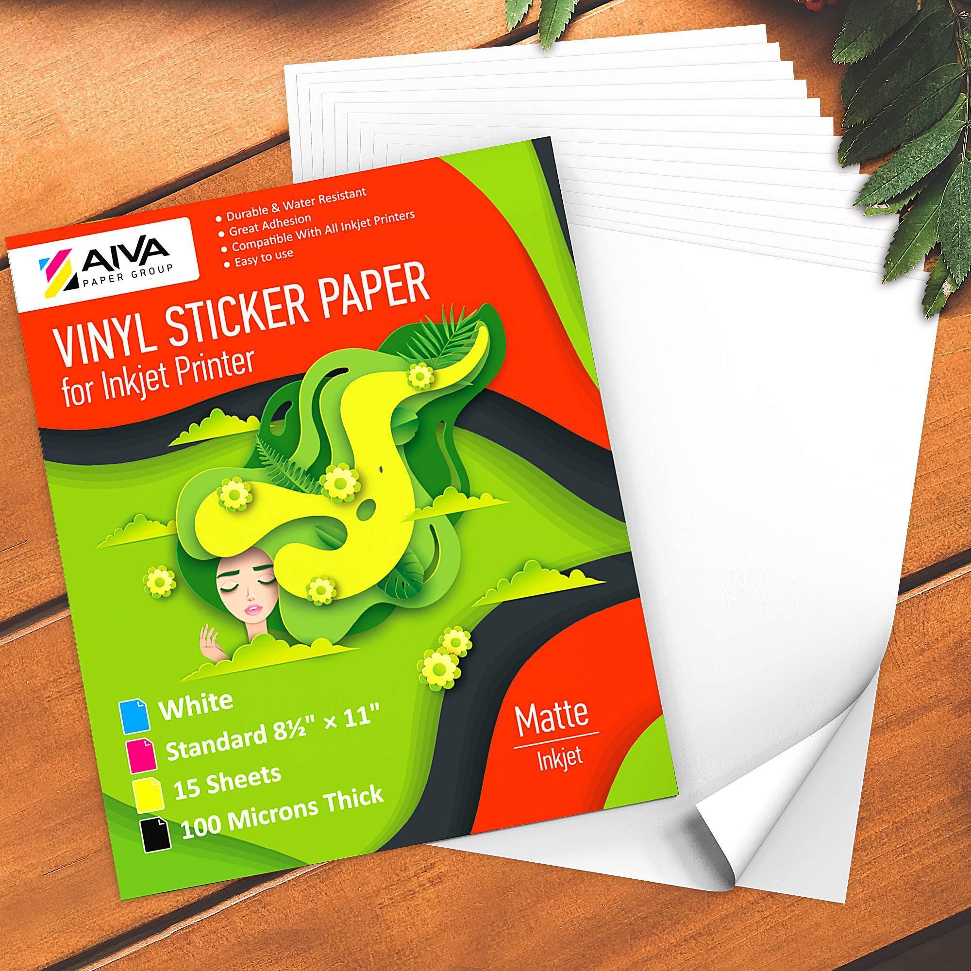 Printable Vinyl Sticker Paper for Inkjet Printer Matte White 15 pcs Letter Size Printable Vinyl Sticker Paper for Inkjet Printer Matte White 15 pcs Letter Size