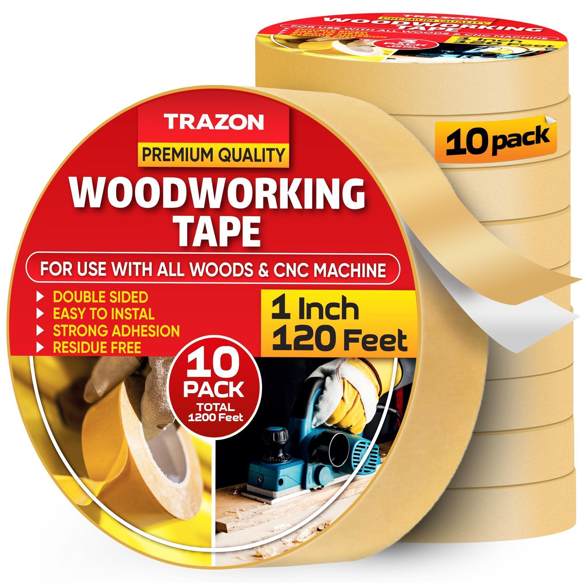 Double Sided Woodworking Tape 10 Pack 1 Inch x 120 Ft Wood Crafter Sticky Tool Two Side Adhesive for Router Templates Removable & Residue Free Double Sided Woodworking Tape 10 Pack 1 Inch x 120 Ft Wood Crafter Sticky Tool Two Side Adhesive for Router Templates Removable & Residue Free