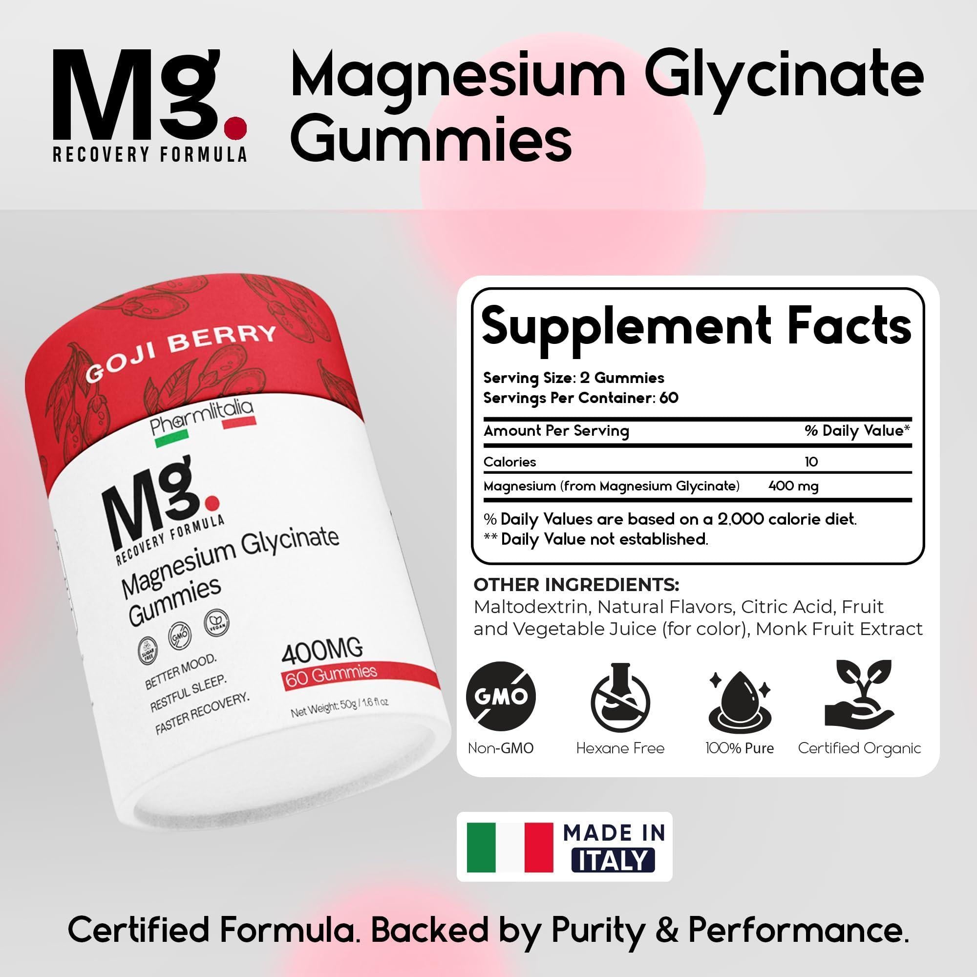 Magnesium Glycinate Gummies 400mg Sleep Gummies for Kids & Adults Magnesium Glycinate Chewable High Absorption for Muscle Recovery Better Sleep & Relaxation Goji Berry Flavor 60 Count Magnesium Glycinate Gummies 400mg Sleep Gummies for Kids & Adults Magnesium Glycinate Chewable High Absorption for Muscle Recovery Better Sleep & Relaxation Goji Berry Flavor 60 Count