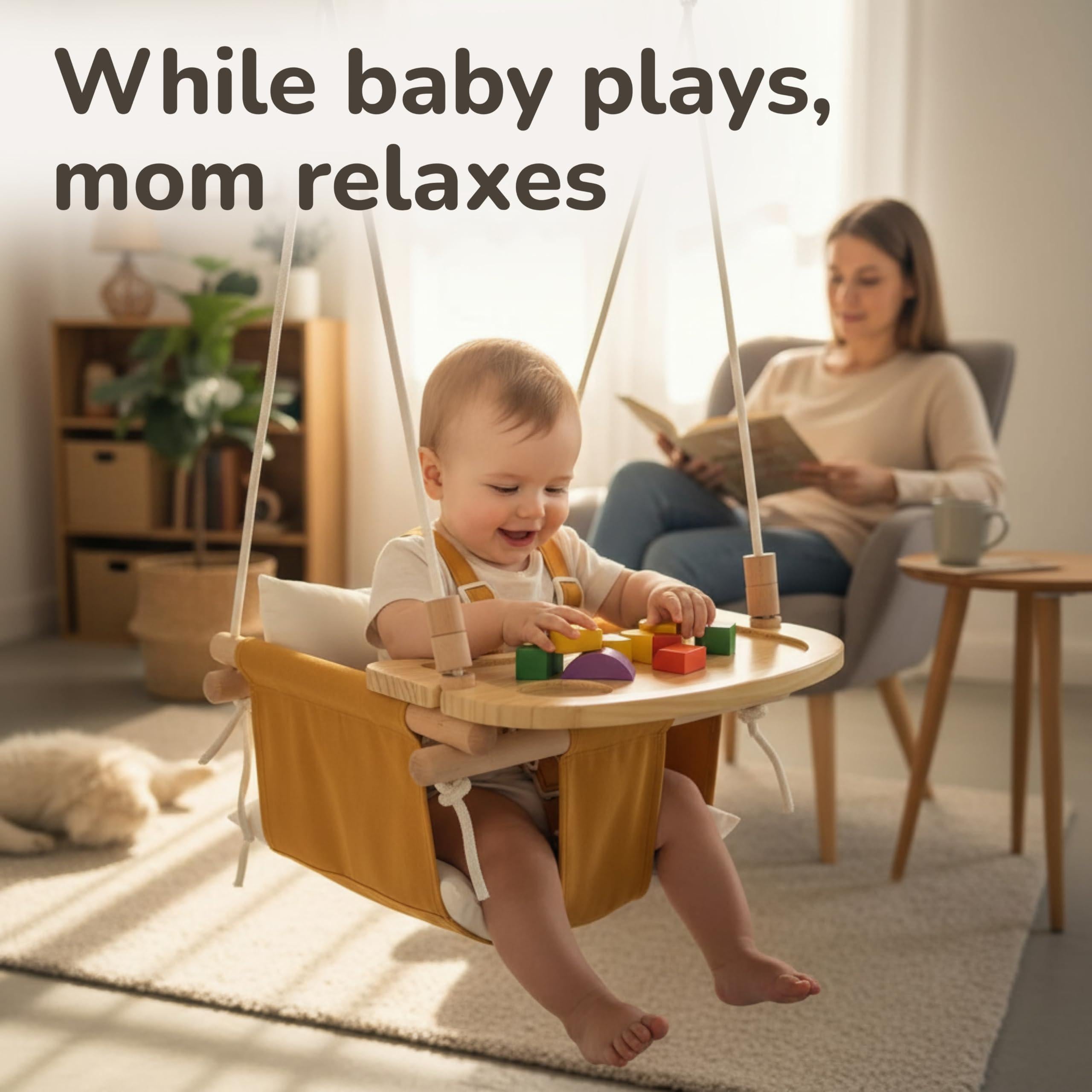 Wooden Tray for Canvas Baby Swing Hanging Chair Accessory Natural Wood Montessori Play Table for Babies & Toddlers Detachable Safety Design for Indoor Canvas Toddler Swing Wooden Tray for Canvas Baby Swing Hanging Chair Accessory Natural Wood Montessori Play Table for Babies & Toddlers Detachable Safety Design for Indoor Canvas Toddler Swing