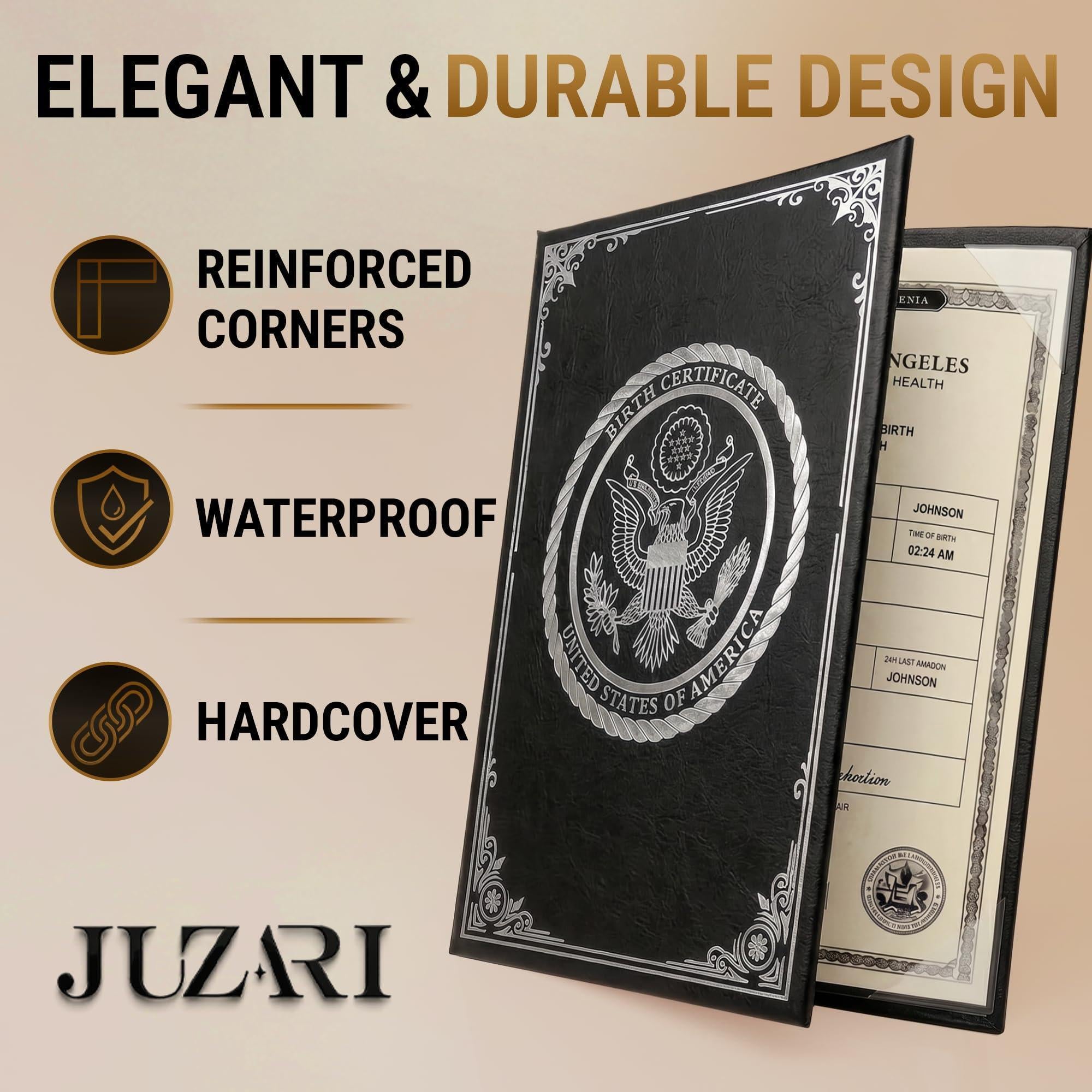 Birth Certificate Holder 8.5x11 Black Faux Leather Document Protector for Records Letter Size Durable Birth Certificate Document Holder Sleeve Protective Keepsake Folder with Silver Foil Cover Birth Certificate Holder 8.5x11 Black Faux Leather Document Protector for Records Letter Size Durable Birth Certificate Document Holder Sleeve Protective Keepsake Folder with Silver Foil Cover
