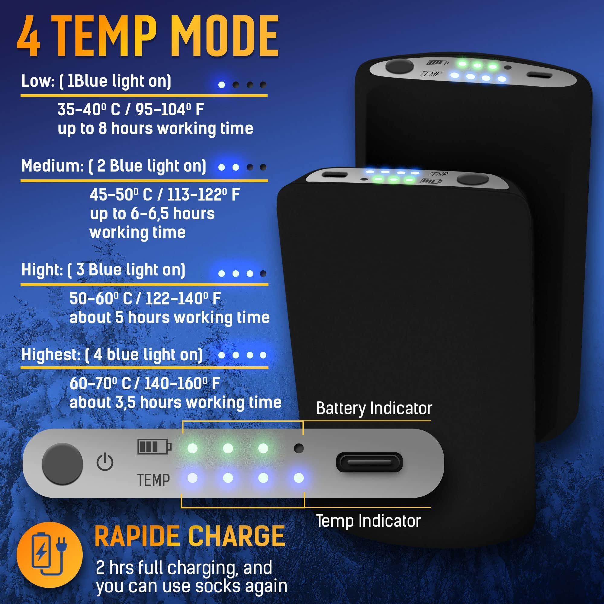 Heated Socks for Men Women L Size Rechargeable Electric Battery Thermal Hunting Fishing Camping Skiing Cycling Running Washable Ergonomical with 4 Temp Modes 5V 5000mA Heated Socks for Men Women L Size Rechargeable Electric Battery Thermal Hunting Fishing Camping Skiing Cycling Running Washable Ergonomical with 4 Temp Modes 5V 5000mA