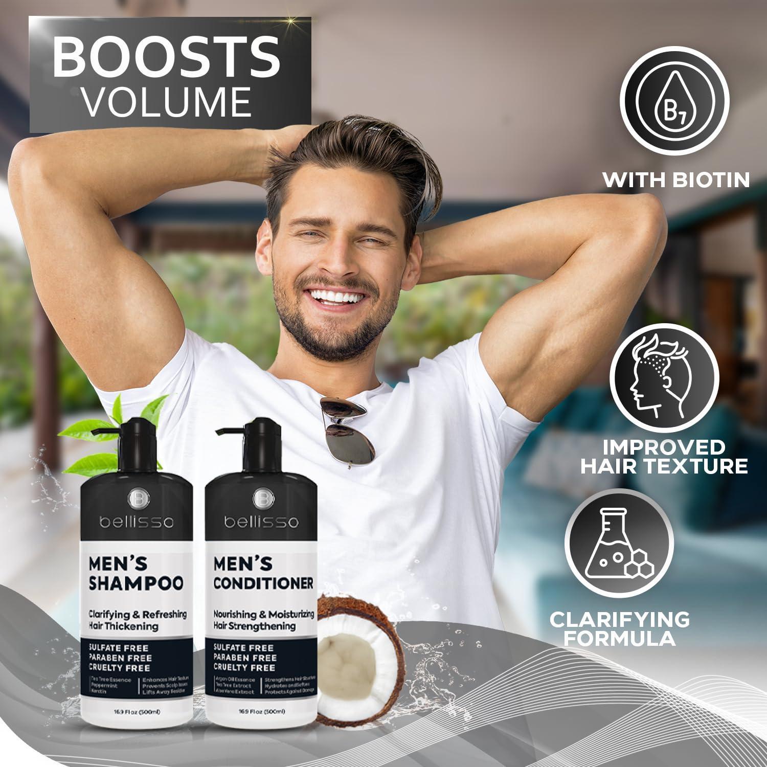 Mens Shampoo and Conditioner Set Sulfate Free and Clarifying For Men with Oily to Normal Hair Moisturizing and Thickening Biotin Keratin Tea Tree Oil Caffeine and Peppermint for Dandruff Mens Shampoo and Conditioner Set Sulfate Free and Clarifying For Men with Oily to Normal Hair Moisturizing and Thickening Biotin Keratin Tea Tree Oil Caffeine and Peppermint for Dandruff