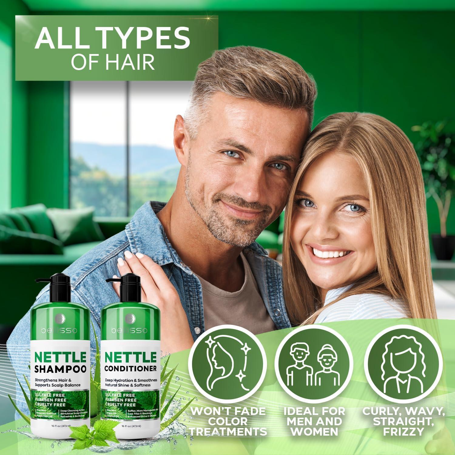 Nettle Shampoo and Conditioner Set 16.9 Fl Oz 2 Pack Sulfate Free to Boost Volume Thickening Strengthening Volumizing Formula for Fine and Thinning Hair Women and Men (Pack of 2) Nettle Shampoo and Conditioner Set 16.9 Fl Oz 2 Pack Sulfate Free to Boost Volume Thickening Strengthening Volumizing Formula for Fine and Thinning Hair Women and Men (Pack of 2)