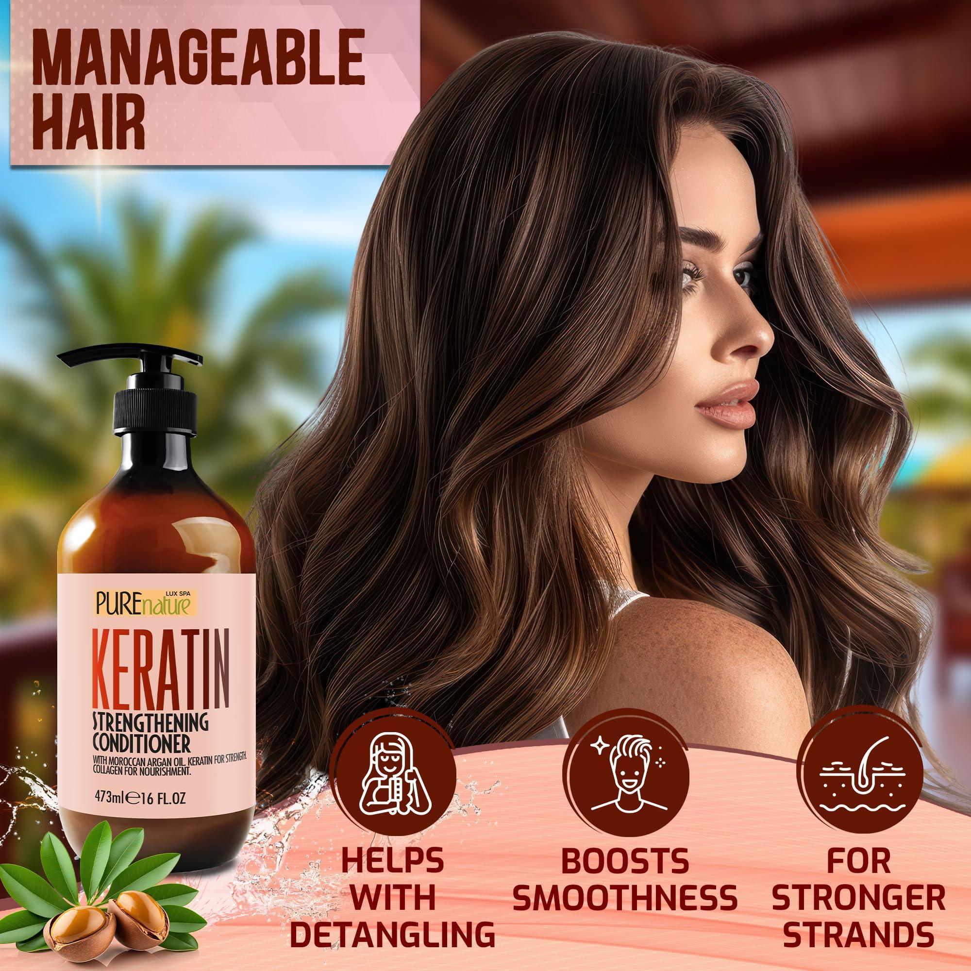 Keratin Conditioner for Women and Men Deep Conditioning Treatment to Repair Dry Damaged Hair and Split Ends 16 Fl Oz Strengthening Sulfate Free Formula Keratin Conditioner for Women and Men Deep Conditioning Treatment to Repair Dry Damaged Hair and Split Ends 16 Fl Oz Strengthening Sulfate Free Formula