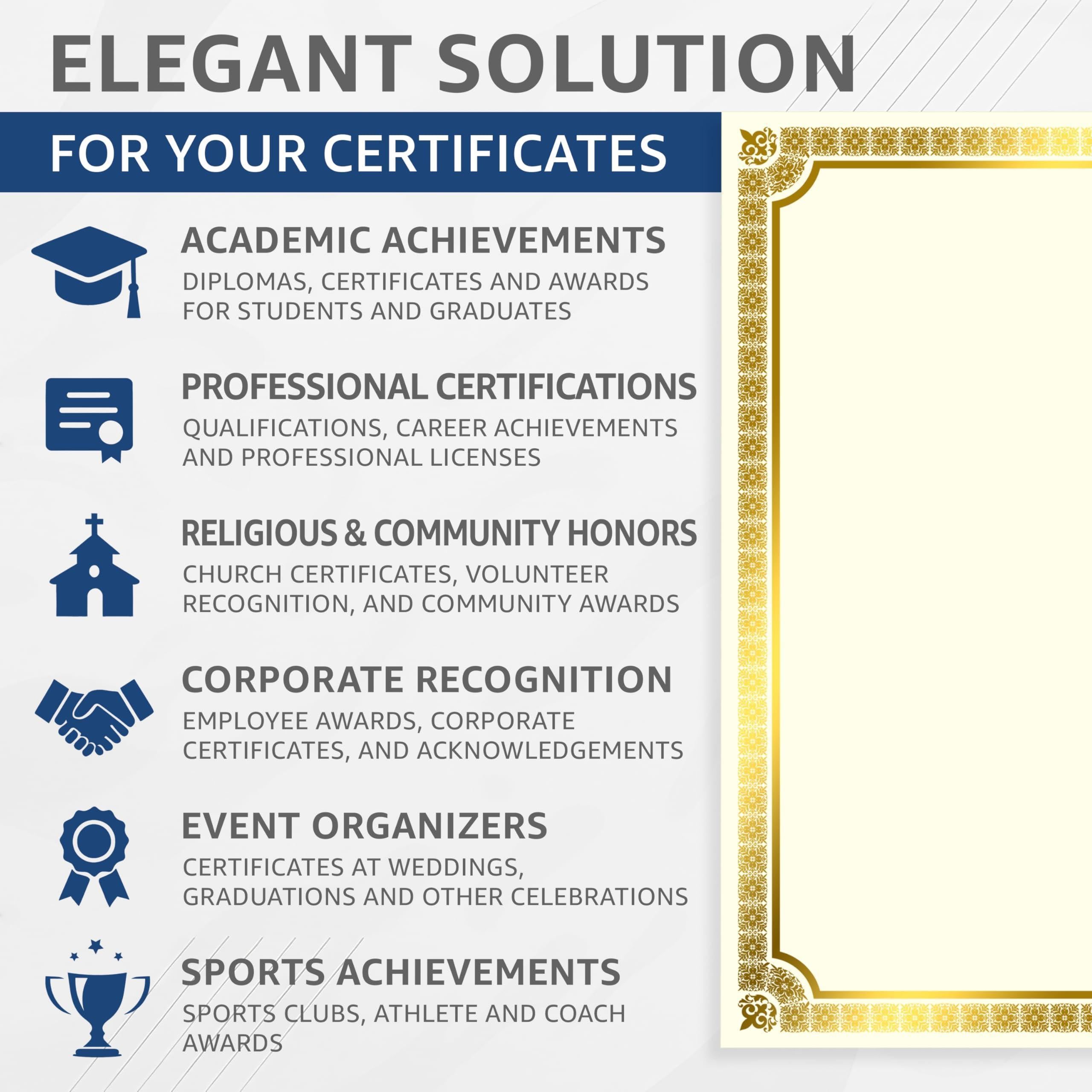 100 Certificate Paper 8.5 x 11 for Printing Blank Certificate Papers for Award Certificates Diploma Paper Premium Gold Foil Award Papers Cardstock for Awards Certificates Graduation 100 Certificate Paper 8.5 x 11 for Printing Blank Certificate Papers for Award Certificates Diploma Paper Premium Gold Foil Award Papers Cardstock for Awards Certificates Graduation