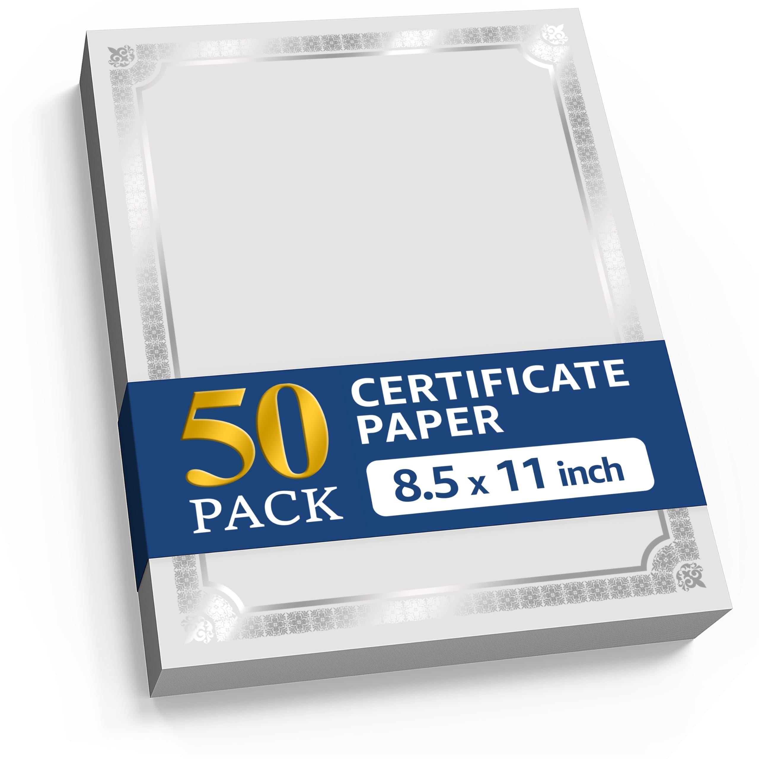 50 Certificate Paper 8.5 x 11 inch for Printing Blank Certificate Papers for Award Certificates & Diploma Paper Premium Silver Foil Award Papers Cardstock for Awards Certificates Graduation 50 Certificate Paper 8.5 x 11 inch for Printing Blank Certificate Papers for Award Certificates & Diploma Paper Premium Silver Foil Award Papers Cardstock for Awards Certificates Graduation