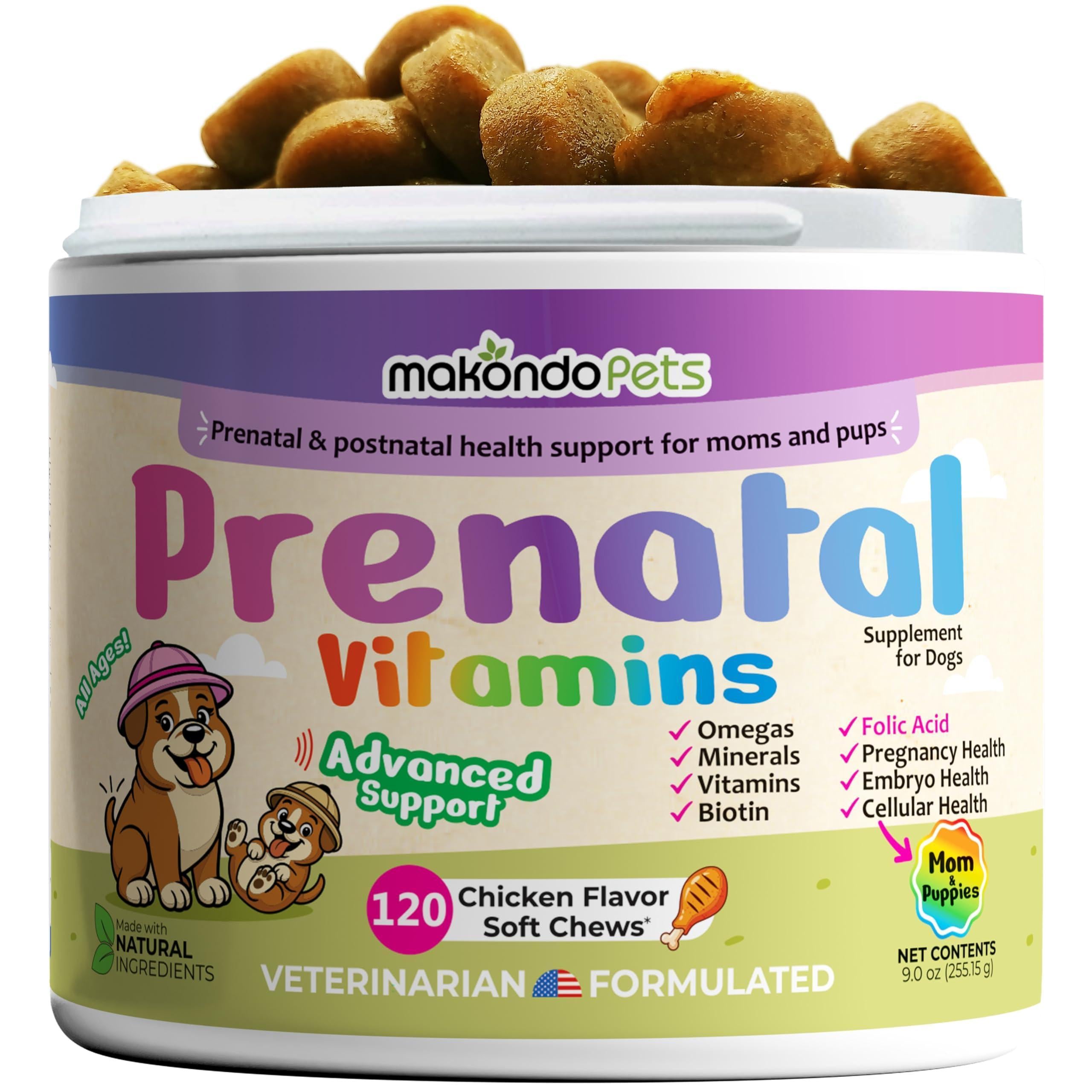Dog Prenatal Vitamins 120 Soft Chews Folic Acid Zinc B-Complex DHA & EPA Dog Prenatal Vitamins 120 Soft Chews Folic Acid Zinc B-Complex DHA & EPA