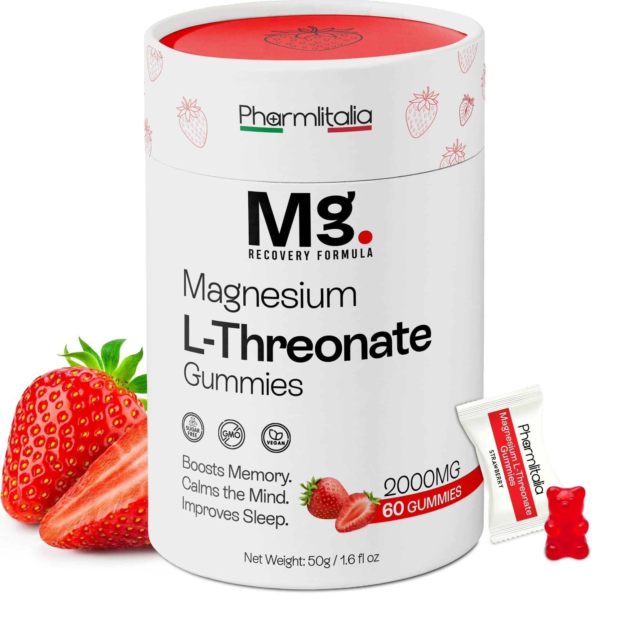 Magnesium L Threonate Gummies for Adults Kids 2000mg Brain Supplements for Memory and Focus Calm Magnesium Gummies for Improved Sleep and Healthy Mind 60 Count Strawberry Magnesium L Threonate Gummies for Adults Kids 2000mg Brain Supplements for Memory and Focus Calm Magnesium Gummies for Improved Sleep and Healthy Mind 60 Count Strawberry