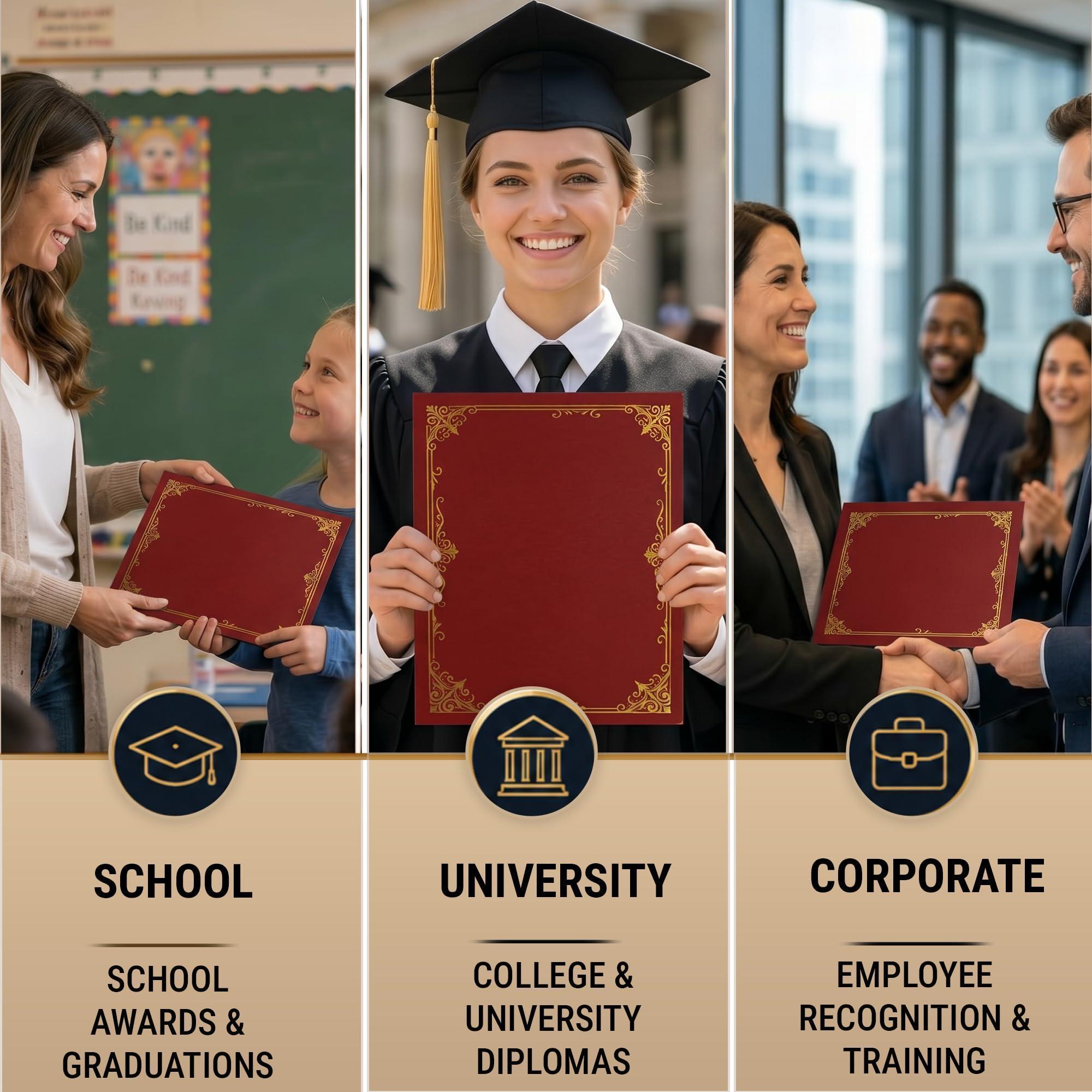 50 Pack Premium Burgundy Certificate Holders 8.5 x 11 inch Heavyweight 300gsm Cardstock Diploma Holder & Certificate Folder Award Certificate Folders for Graduation with Gold Foil Diploma Cover 50 Pack Premium Burgundy Certificate Holders 8.5 x 11 inch Heavyweight 300gsm Cardstock Diploma Holder & Certificate Folder Award Certificate Folders for Graduation with Gold Foil Diploma Cover