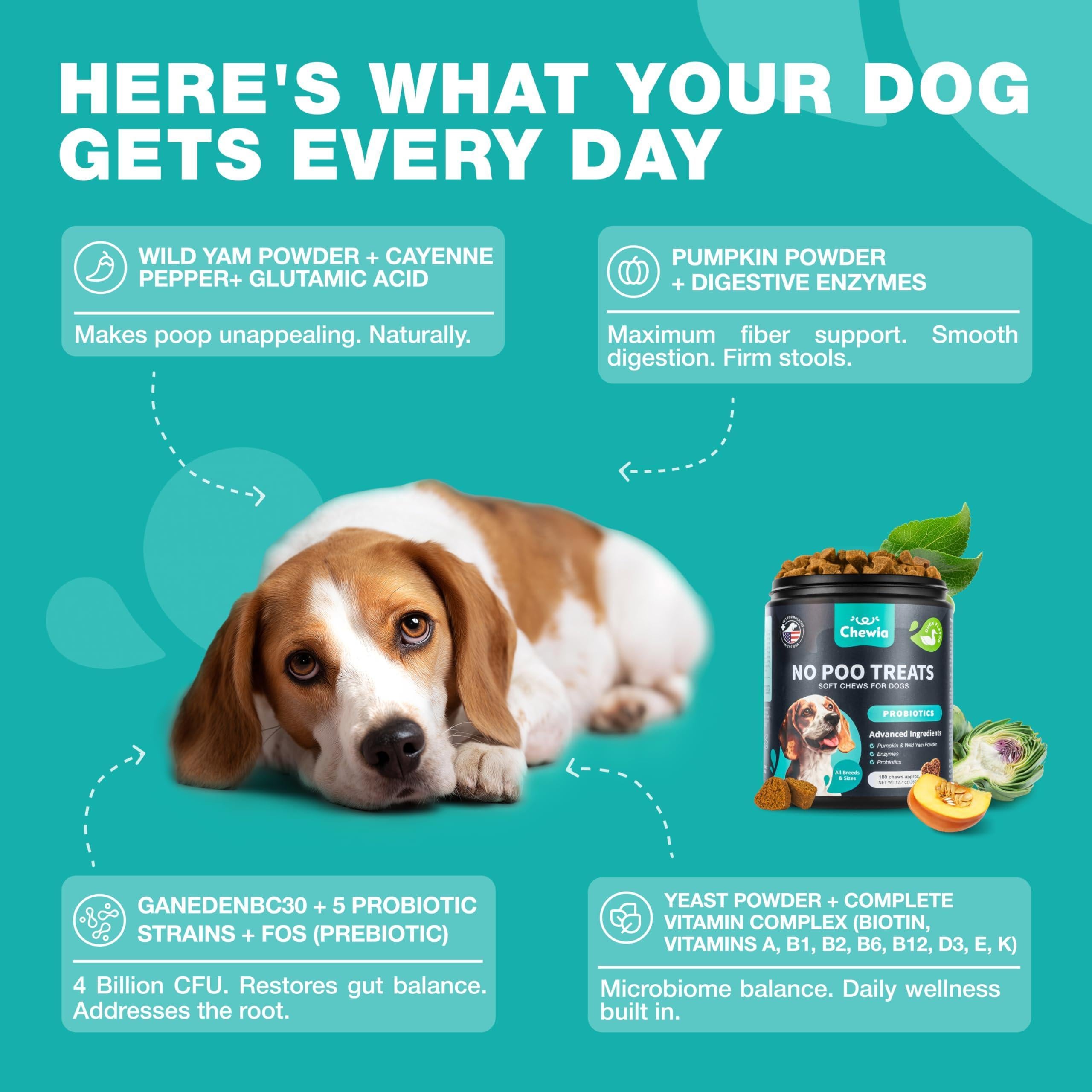 No Poo Chews for Dogs Coprophagia Deterrent Dog Probiotics for Digestive Health with Enzymes Canine Stool Eating Deterrent Digestive, Dental, Gut & Immune Health Treats No Poop Eating No Poo Chews for Dogs Coprophagia Deterrent Dog Probiotics for Digestive Health with Enzymes Canine Stool Eating Deterrent Digestive, Dental, Gut & Immune Health Treats No Poop Eating