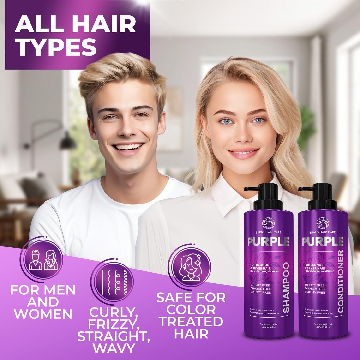 Purple Shampoo and Conditioner Set 14 Fl Oz Set of 2 Sulfate Free Formula for Women and Men For Toning and Balancing Brassy Blonde Silver and Gray Hair Purple Shampoo and Conditioner Set 14 Fl Oz Set of 2 Sulfate Free Formula for Women and Men For Toning and Balancing Brassy Blonde Silver and Gray Hair