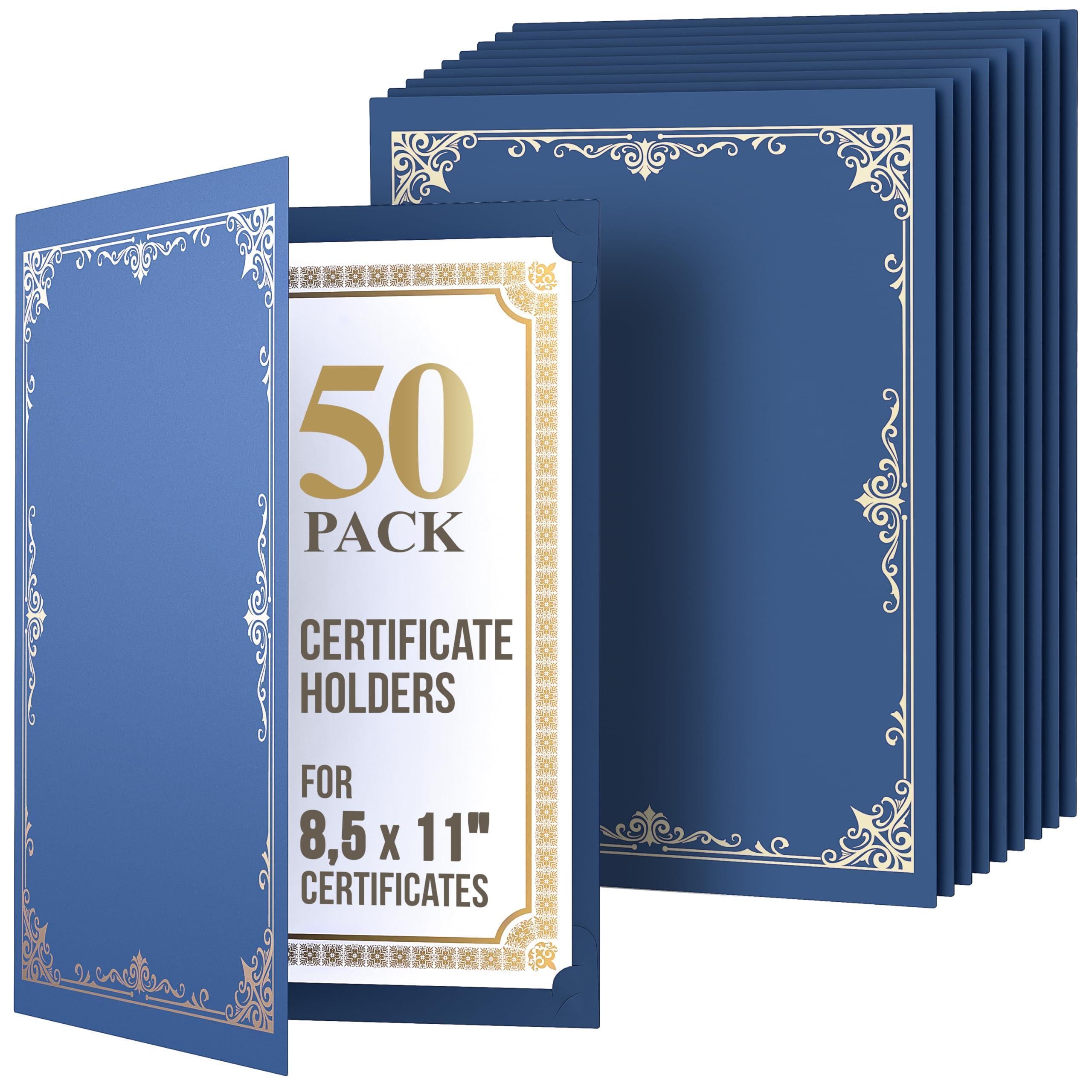 50 Pack Premium Blue Certificate Holders 8.5 x 11 inch Heavyweight 300gsm Cardstock Diploma Holder & Certificate Folder Award Certificate Folders for Graduation with Gold Foil Diploma Cover 50 Pack Premium Blue Certificate Holders 8.5 x 11 inch Heavyweight 300gsm Cardstock Diploma Holder & Certificate Folder Award Certificate Folders for Graduation with Gold Foil Diploma Cover