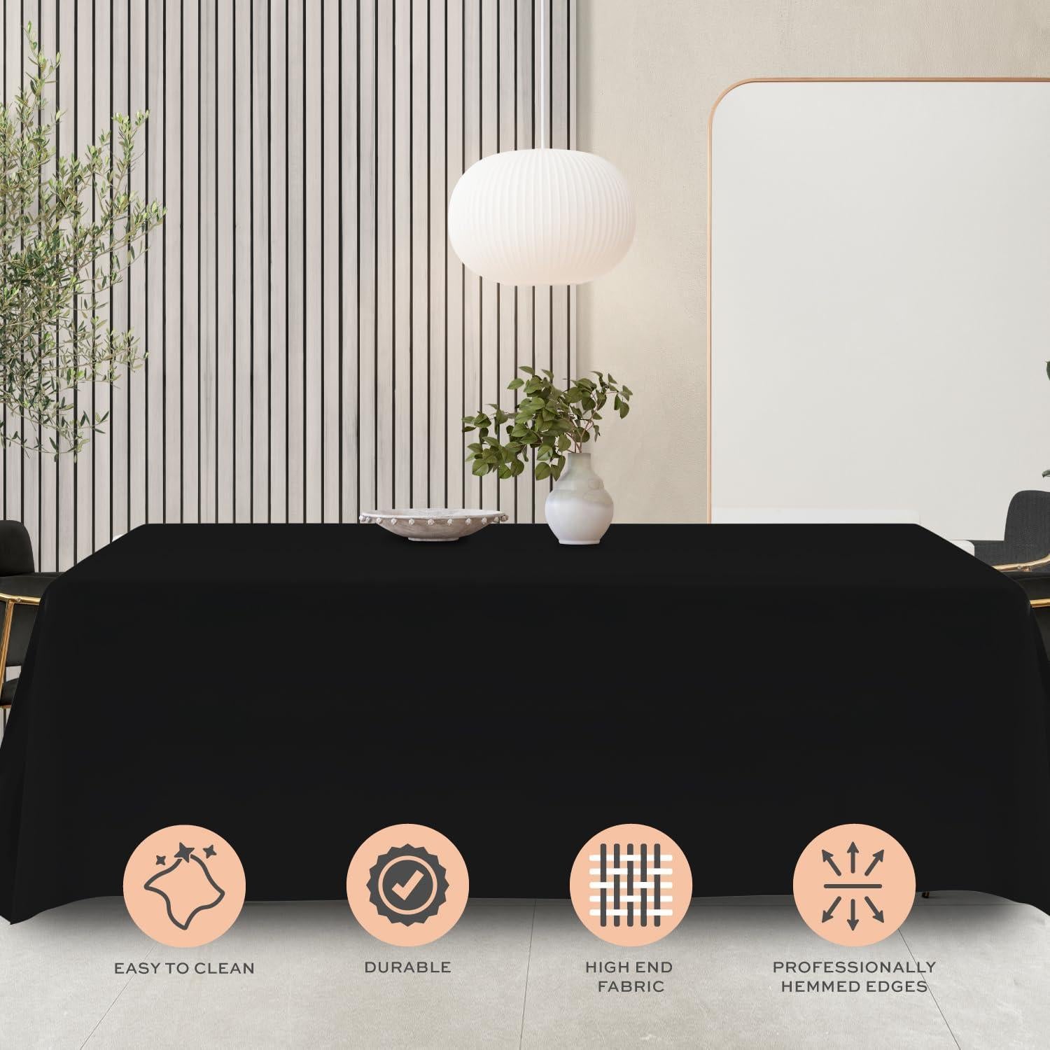 Classic Black Tablecloth 90x156 in Table Clothes for 8 Foot Rectangle Table 2 Pc Classic Black Tablecloth 90x156 in Table Clothes for 8 Foot Rectangle Table 2 Pc