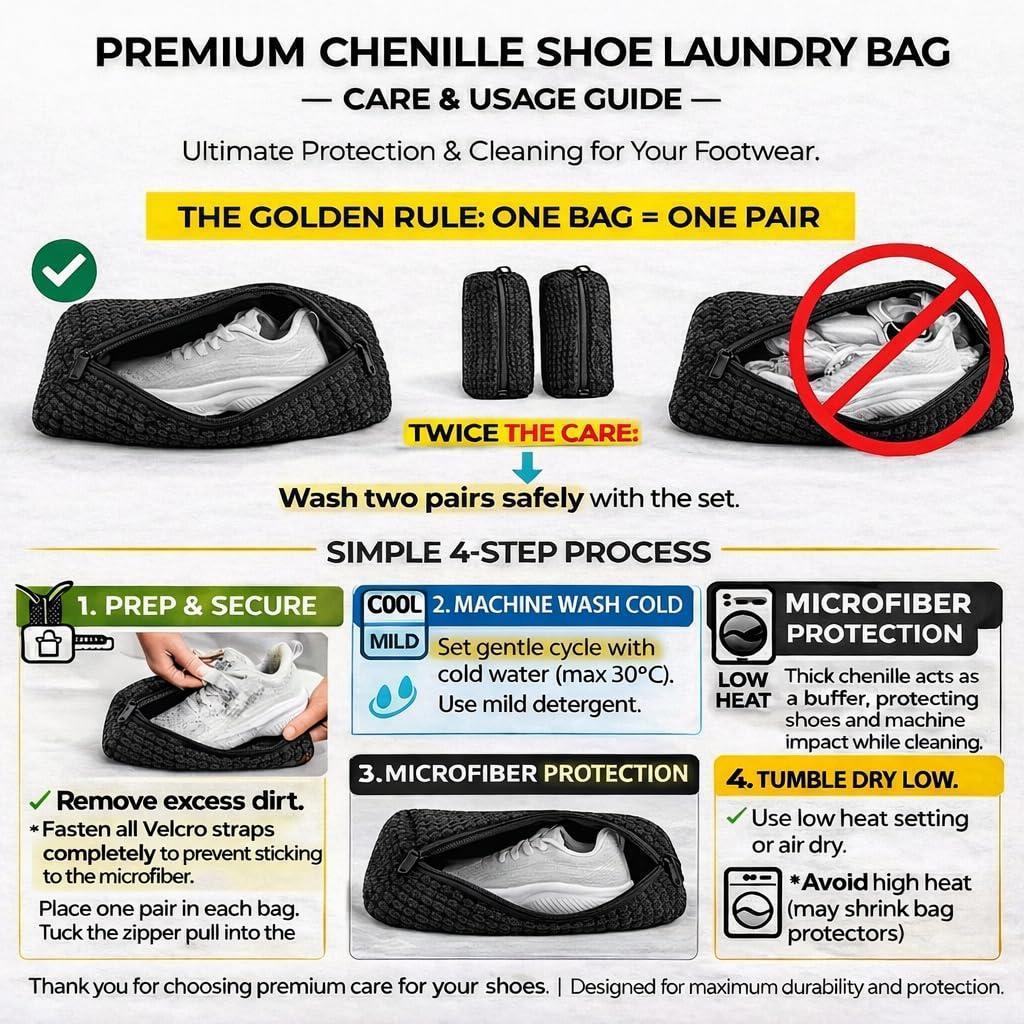 Shoe Washing Machine Bag 2 Pack for Washer & Dryer Thick Padded Sneaker Laundry Bags with Mesh Panels Zipper Protective Shoe Washer Bag for Running & Gym Shoes Shoe Washing Machine Bag 2 Pack for Washer & Dryer Thick Padded Sneaker Laundry Bags with Mesh Panels Zipper Protective Shoe Washer Bag for Running & Gym Shoes