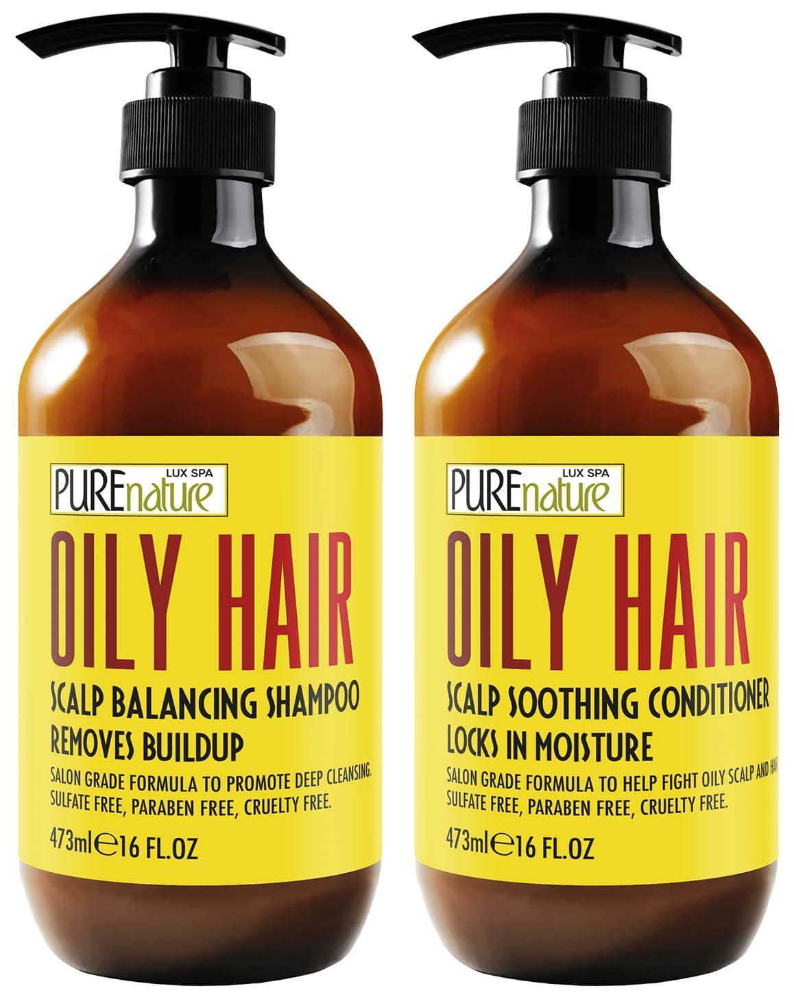 Oily Hair Shampoo and Conditioner Set 16 Fl Oz Sulfate Free Moisturizing Cleanse for Oily Flaky Scalps Fights Dandruff and Itchiness Salon Professional Formula For Men and Women Set of 2 Oily Hair Shampoo and Conditioner Set 16 Fl Oz Sulfate Free Moisturizing Cleanse for Oily Flaky Scalps Fights Dandruff and Itchiness Salon Professional Formula For Men and Women Set of 2