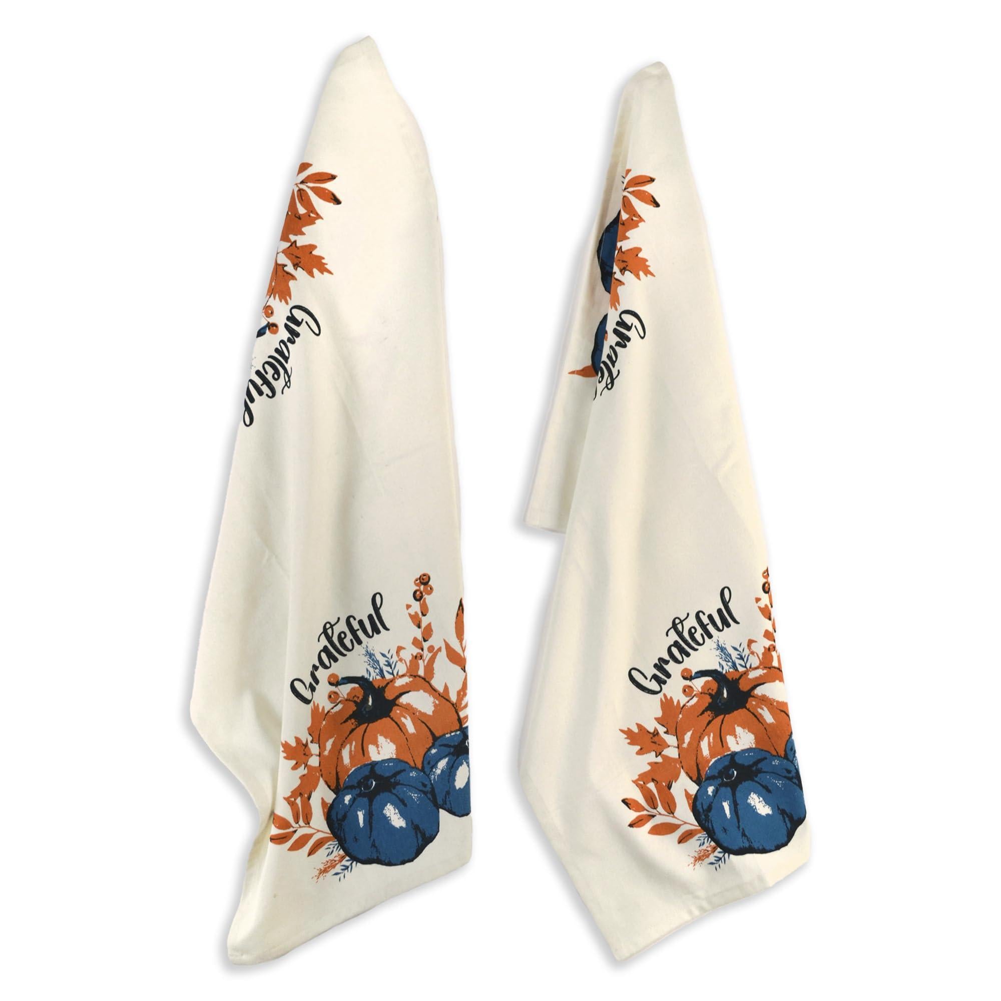 Set of 2 Grateful l Printed Dish Towels Hand Towels Boho Tea Towels Multifunctional Stylish Absorbent Quick Dry Soft 18 x28 100% Cotton Blue & Orange Set of 2 Grateful l Printed Dish Towels Hand Towels Boho Tea Towels Multifunctional Stylish Absorbent Quick Dry Soft 18 x28 100% Cotton Blue & Orange