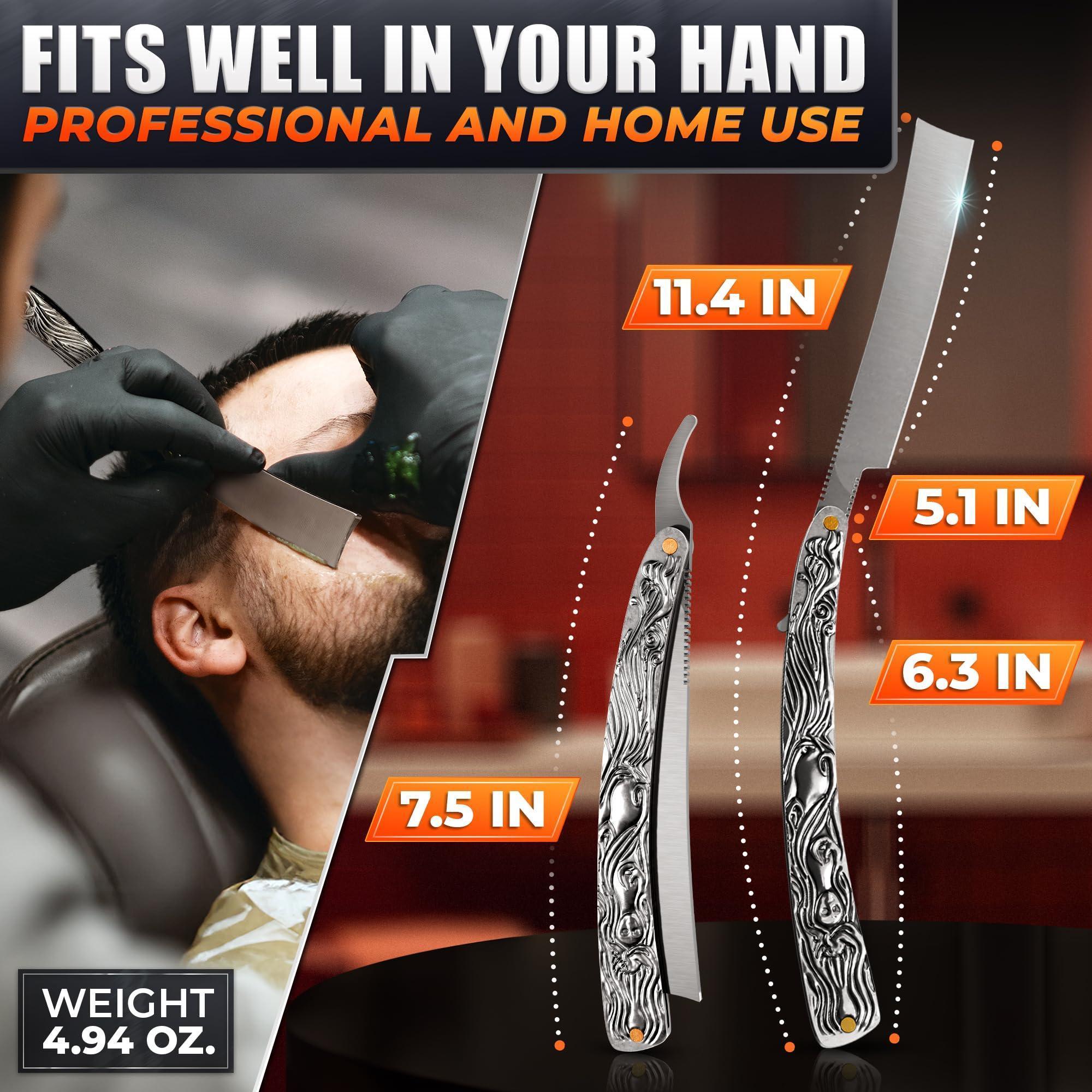 Straight Razor Carbon Steel Blade 11.4 in Secure Grip for Shaving Straight Razor Carbon Steel Blade 11.4 in Secure Grip for Shaving