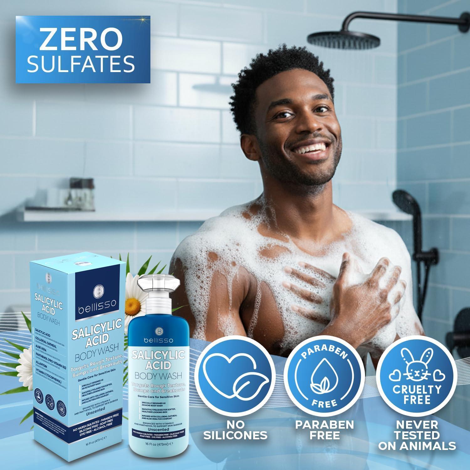 Salicylic Acid Body Wash 16 Fl Oz Mens Womens Exfoliating Liquid Soap for Back Acne and KP For Oily and Sensitive Skin Sulfate Free Formula Salicylic Acid Body Wash 16 Fl Oz Mens Womens Exfoliating Liquid Soap for Back Acne and KP For Oily and Sensitive Skin Sulfate Free Formula