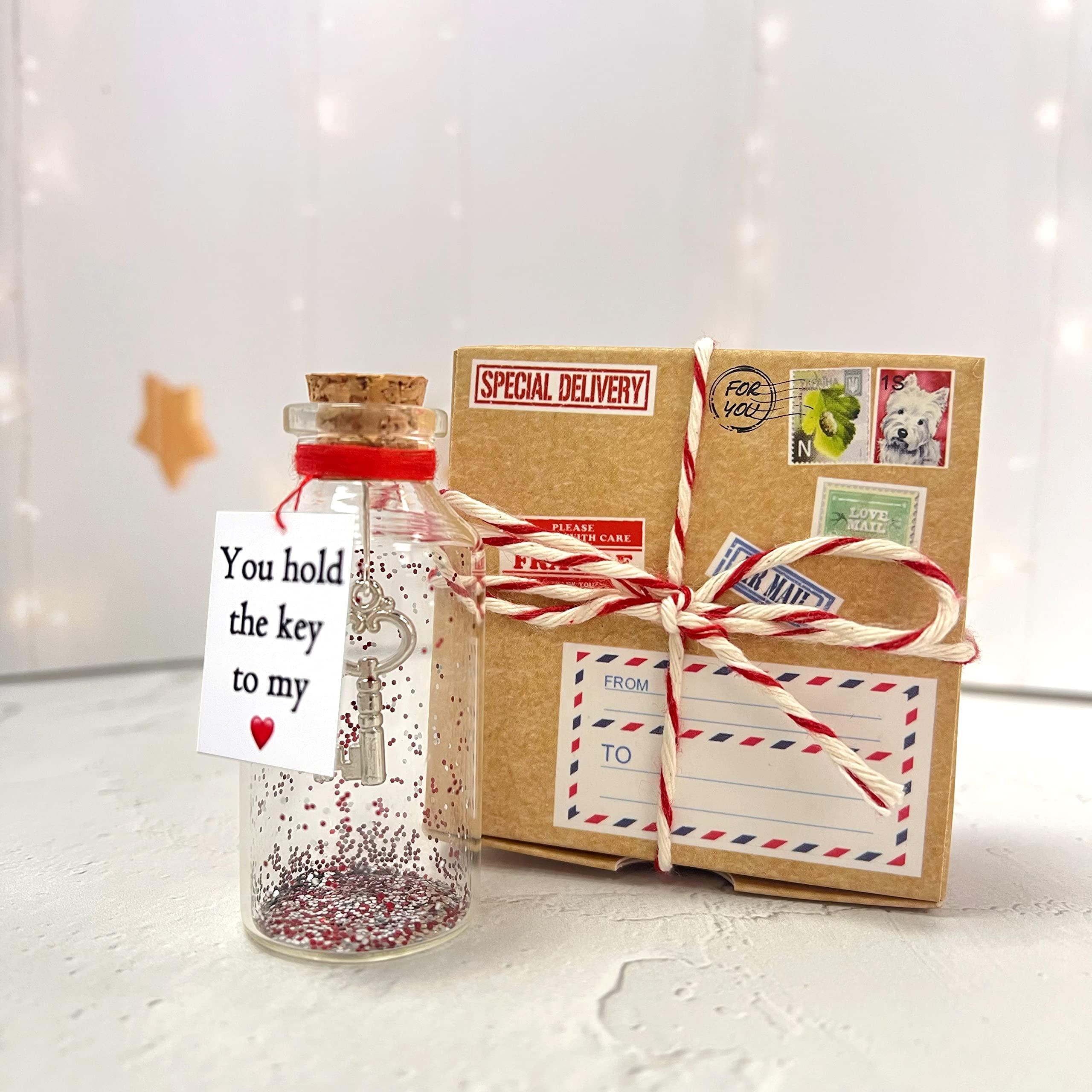 Romantic Present for Her & Him Message in a Bottle Gift Wrap in Craft Box Romantic Present for Her & Him Message in a Bottle Gift Wrap in Craft Box