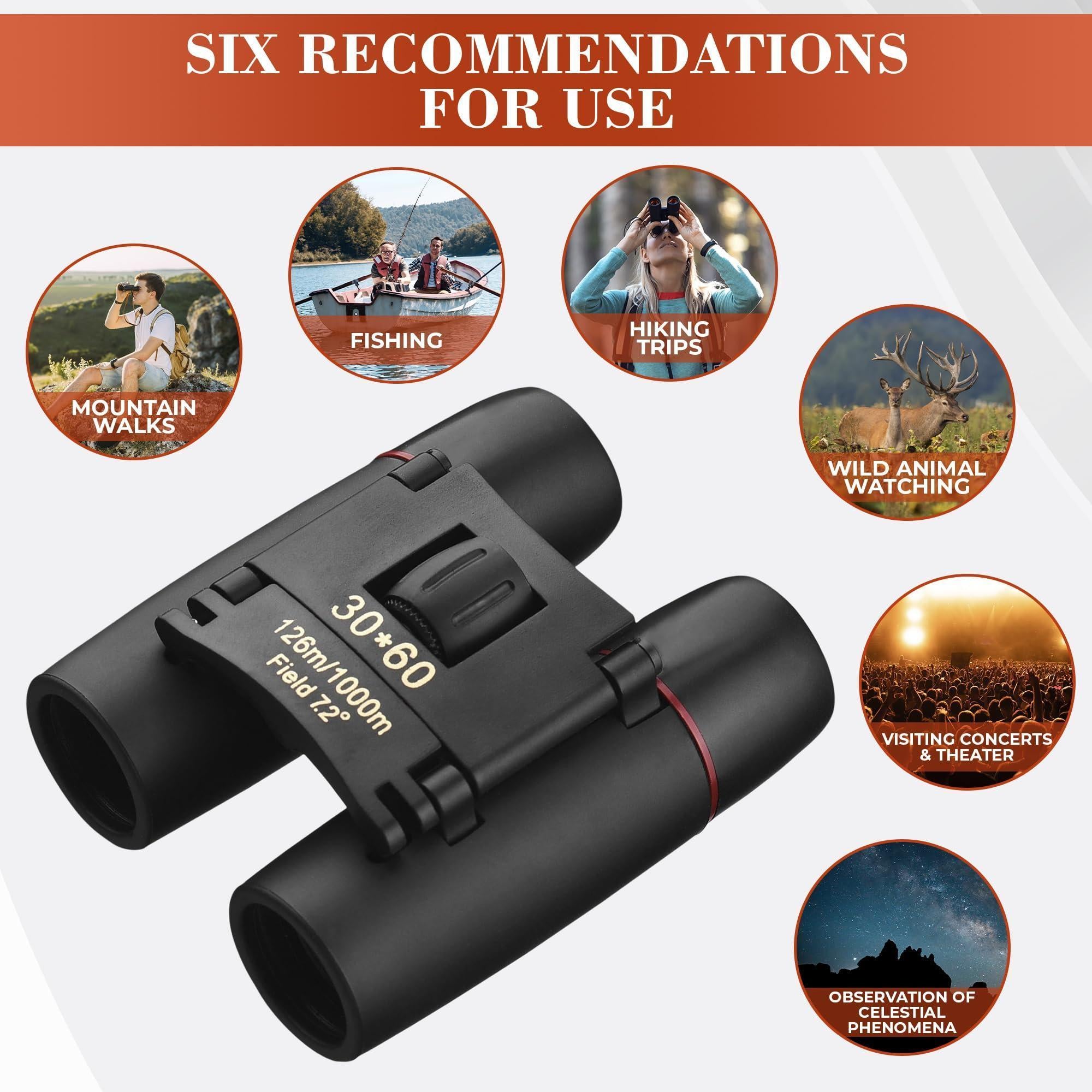 Travel Binoculars 30x60 Wide Field of View Storage Bag for Bird Watching Travel Binoculars 30x60 Wide Field of View Storage Bag for Bird Watching