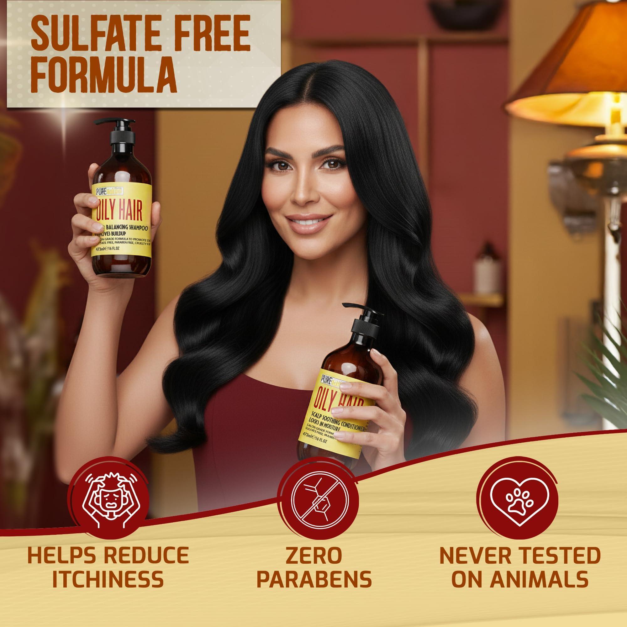 Oily Hair Shampoo and Conditioner Set 16 Fl Oz Sulfate Free Moisturizing Cleanse for Oily Flaky Scalps Fights Dandruff and Itchiness Salon Professional Formula For Men and Women Set of 2 Oily Hair Shampoo and Conditioner Set 16 Fl Oz Sulfate Free Moisturizing Cleanse for Oily Flaky Scalps Fights Dandruff and Itchiness Salon Professional Formula For Men and Women Set of 2