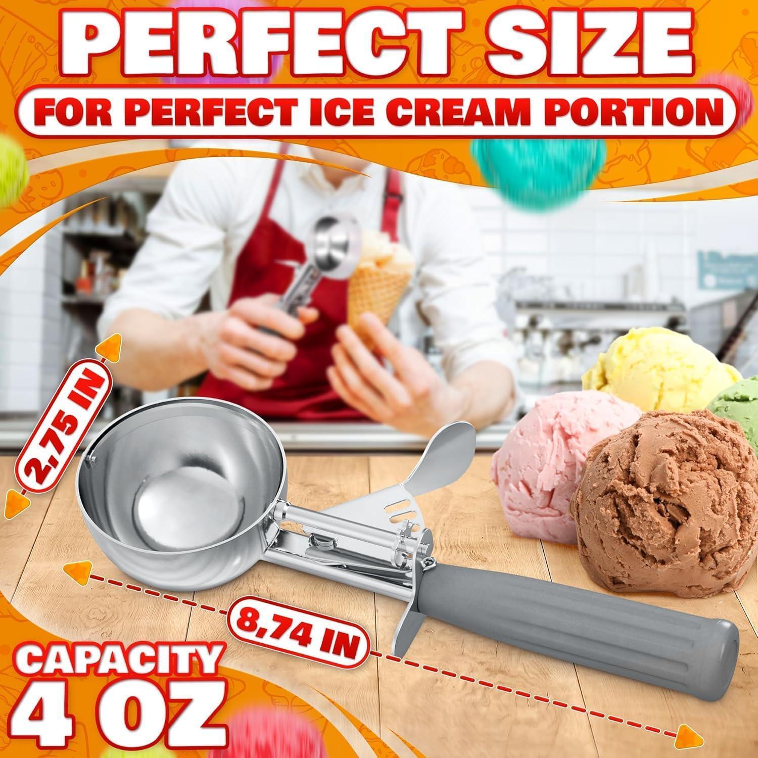 4 oz Ice Cream Scoop with Trigger Release #8 – Stainless Steel Versatile Tool for Baking Cookies and Desserts Durable Easy to Clean Dishwasher Safe Ergonomic Design for Precise Culinary Portions 4 oz Ice Cream Scoop with Trigger Release #8 – Stainless Steel Versatile Tool for Baking Cookies and Desserts Durable Easy to Clean Dishwasher Safe Ergonomic Design for Precise Culinary Portions