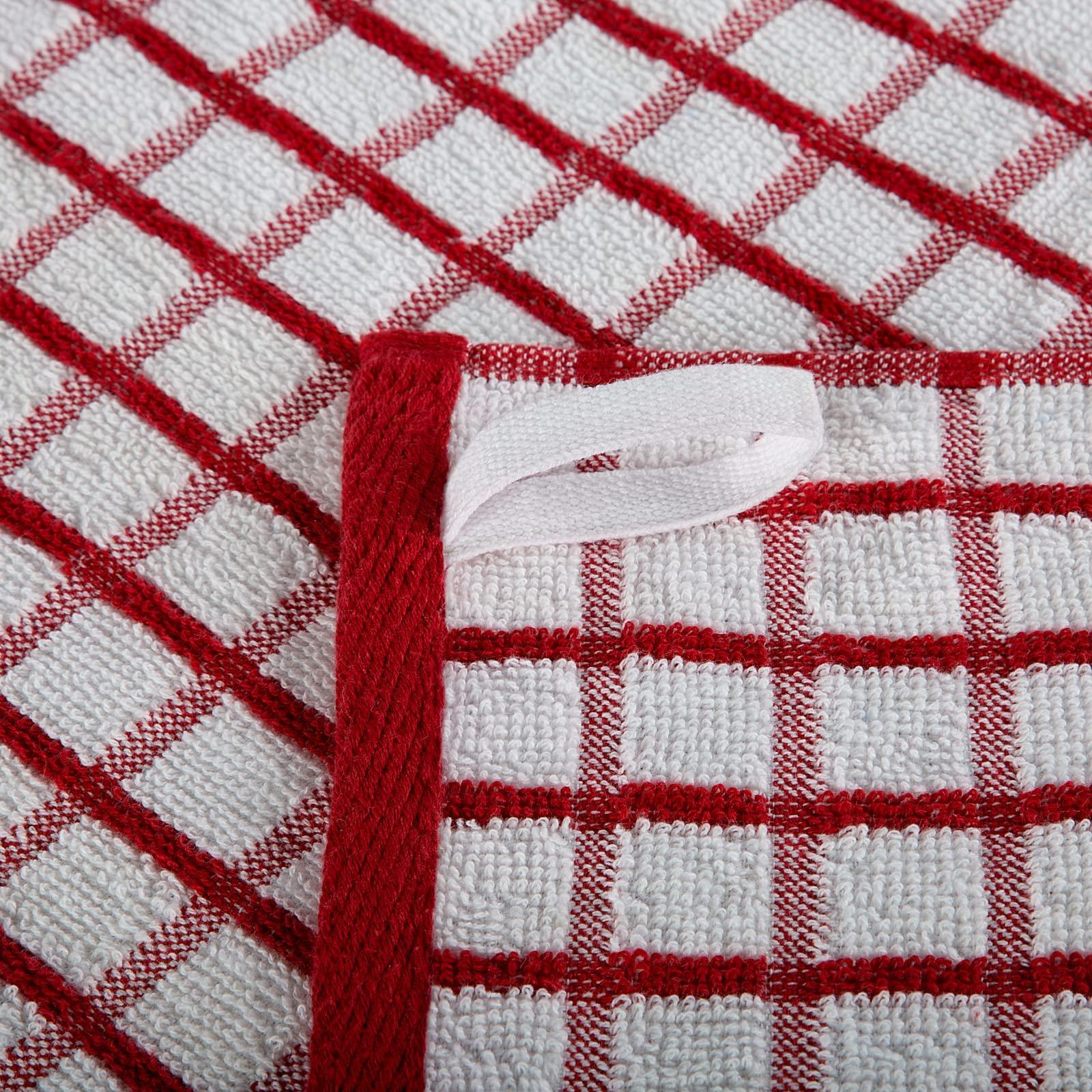 Premium Dish Towels for Kitchen with Hanging Loop 8 Pack 16x26 inch Red Color Premium Dish Towels for Kitchen with Hanging Loop 8 Pack 16x26 inch Red Color