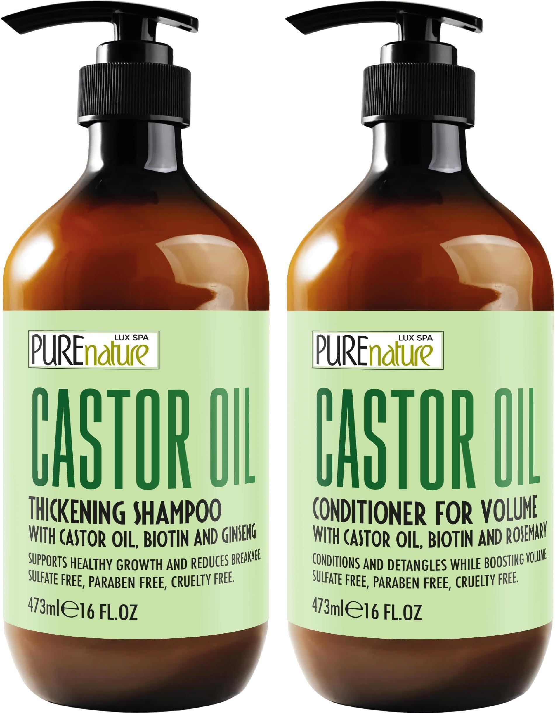 Castor Oil Shampoo and Conditioner Set 16 Fl Oz Set of 2 Sulfate Free Volume Thickening Products for Fine Thinning Hair Anti Breakage and Volumizing Thick Professional Salon Formula Castor Oil Shampoo and Conditioner Set 16 Fl Oz Set of 2 Sulfate Free Volume Thickening Products for Fine Thinning Hair Anti Breakage and Volumizing Thick Professional Salon Formula
