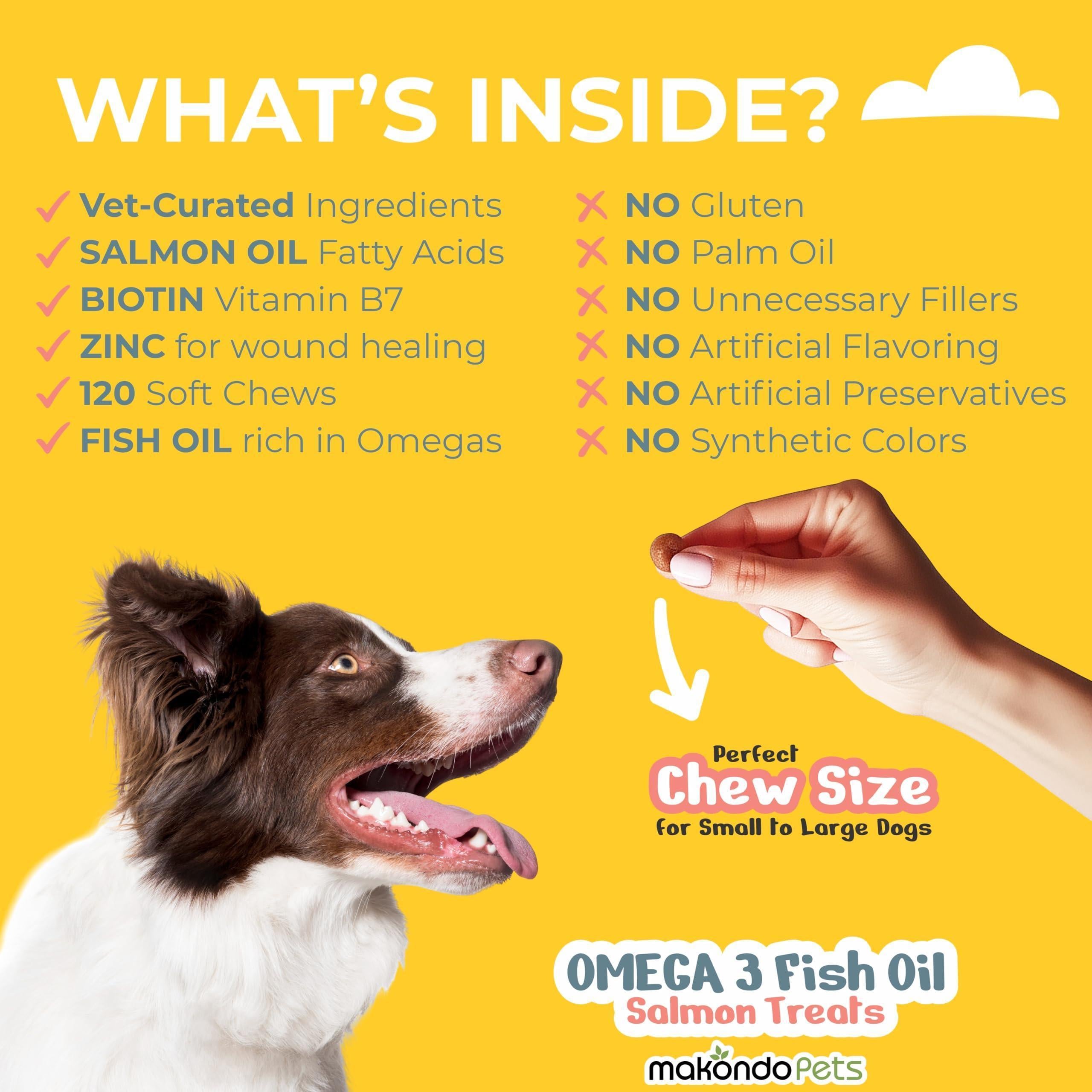 Omega-3 Fish Oil Chews for Dogs 120 Count Skin & Coat Shedding EPA & DHA Omega-3 Fish Oil Chews for Dogs 120 Count Skin & Coat Shedding EPA & DHA
