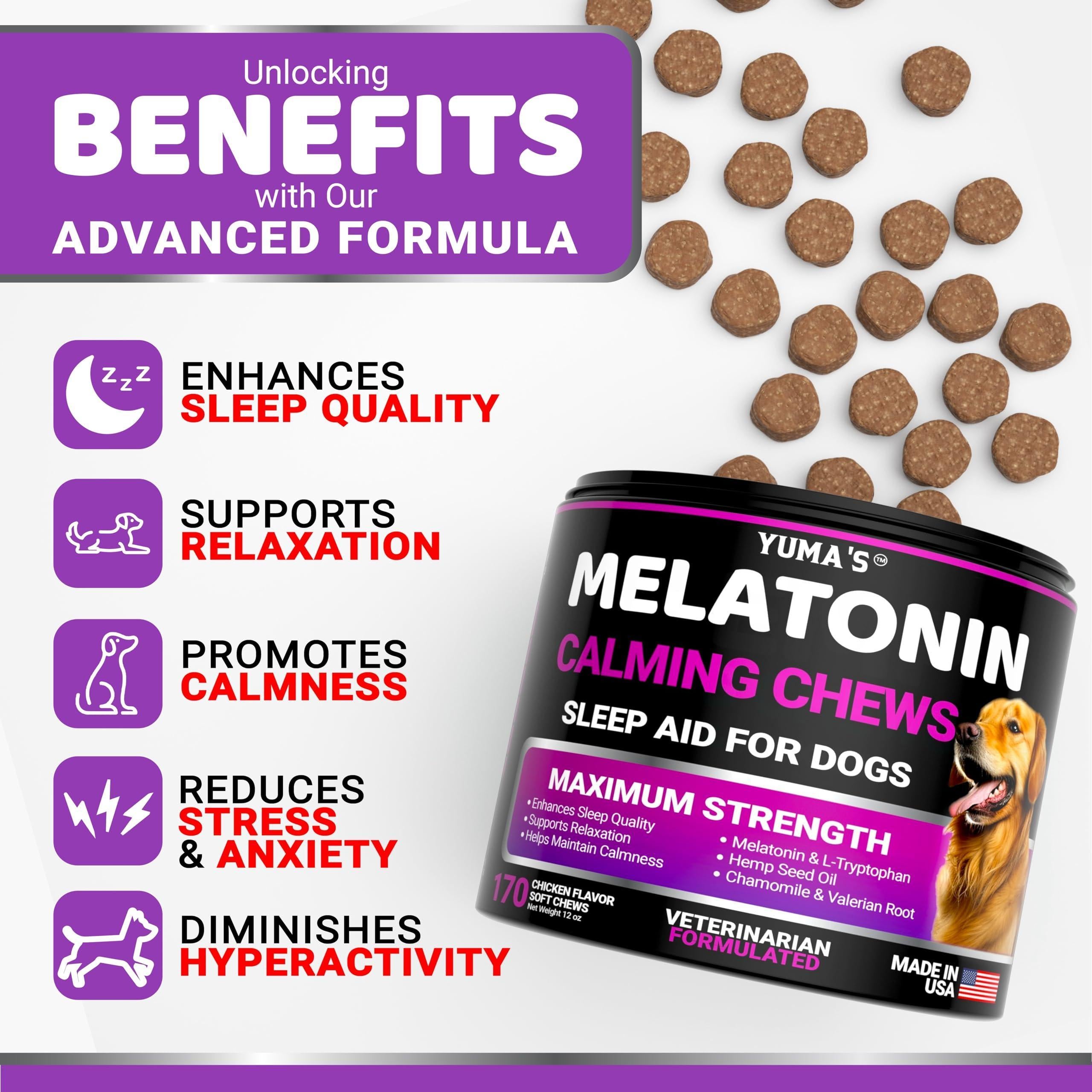 Melatonin Calming Chews for Dogs 170 Count Anxiety Relief Melatonin Calming Chews for Dogs 170 Count Anxiety Relief