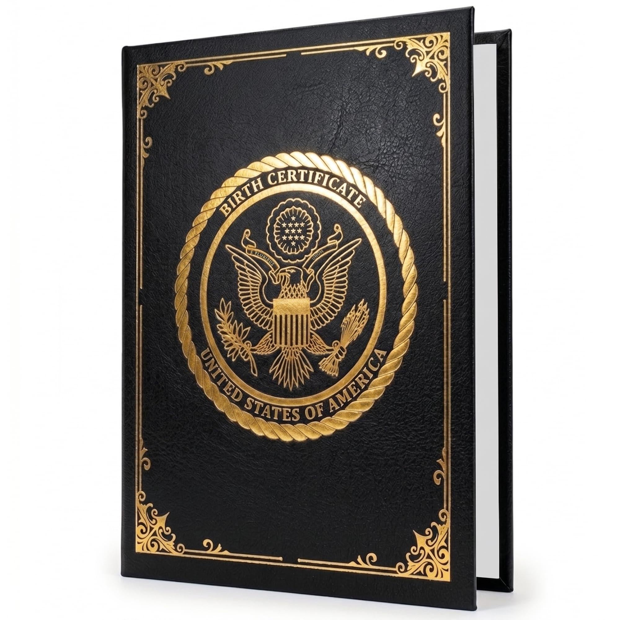 Birth Certificate Holder 8.5x11 Black Faux Leather Document Protector for Records Letter Size Durable Birth Certificate Document Holder Sleeve Protective Keepsake Folder with Gold Foil Cover Birth Certificate Holder 8.5x11 Black Faux Leather Document Protector for Records Letter Size Durable Birth Certificate Document Holder Sleeve Protective Keepsake Folder with Gold Foil Cover