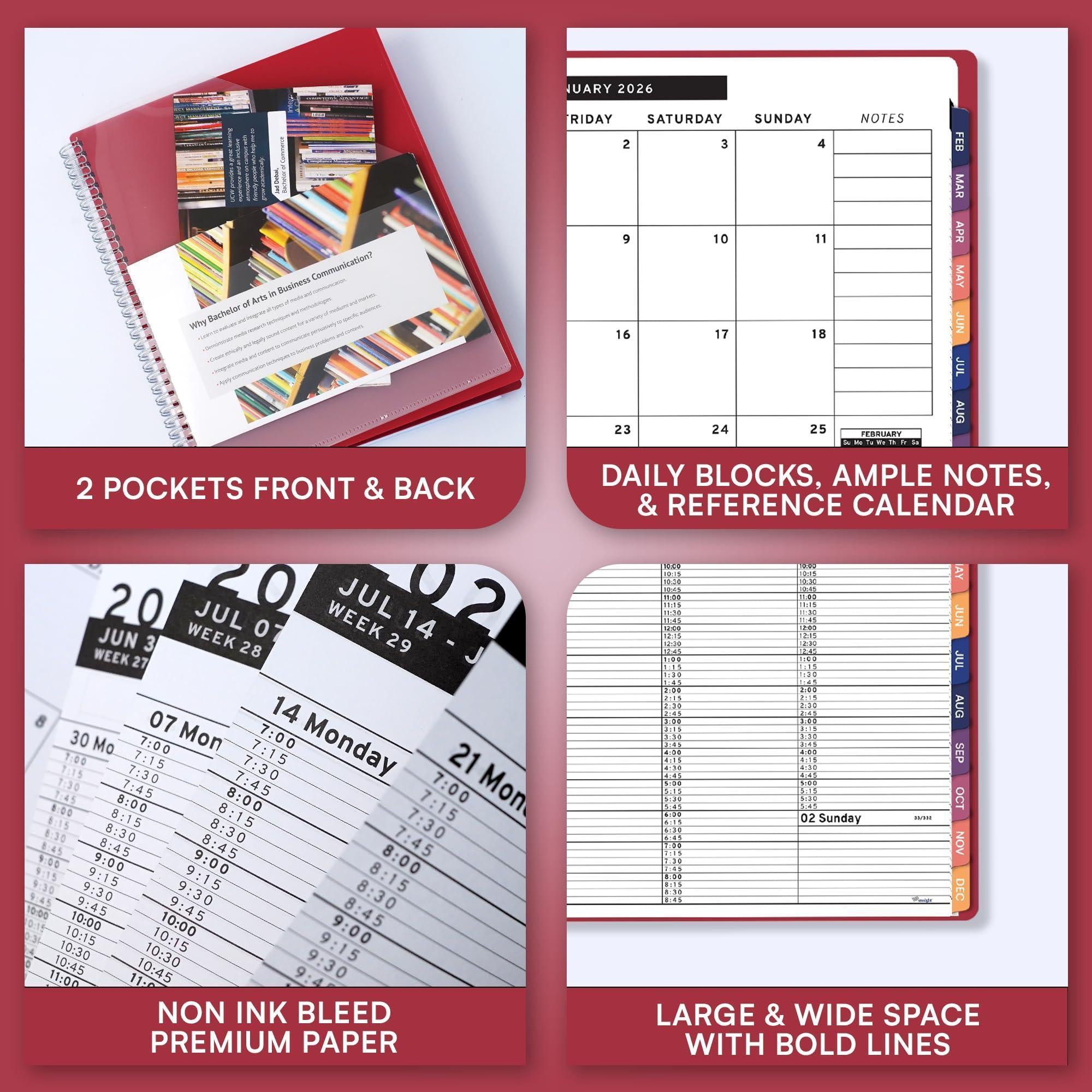 2026 Appointment Book & Planner 8.5 x 11 inch Large Maroon Tabbed Daily Hourly Weekly Planner Schedule Book 15 Minute time Slots Business & Personal Planner Jan 2026 Dec 2026 2026 Appointment Book & Planner 8.5 x 11 inch Large Maroon Tabbed Daily Hourly Weekly Planner Schedule Book 15 Minute time Slots Business & Personal Planner Jan 2026 Dec 2026