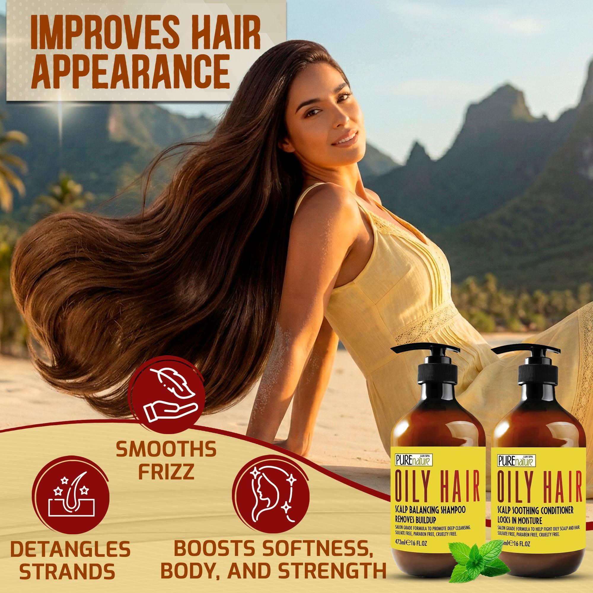 Oily Hair Shampoo and Conditioner Set 16 Fl Oz Sulfate Free Moisturizing Cleanse for Oily Flaky Scalps Fights Dandruff and Itchiness Salon Professional Formula For Men and Women Set of 2 Oily Hair Shampoo and Conditioner Set 16 Fl Oz Sulfate Free Moisturizing Cleanse for Oily Flaky Scalps Fights Dandruff and Itchiness Salon Professional Formula For Men and Women Set of 2