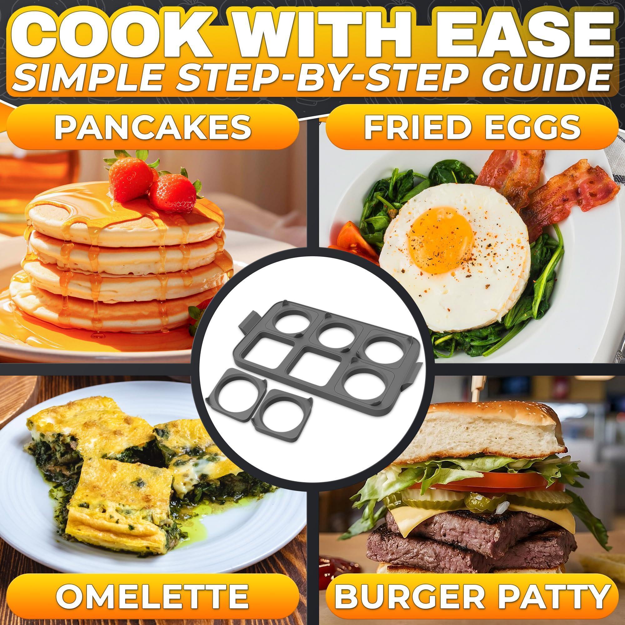 Silicone Egg Rings for Frying Eggs 16.5 x8.9 inch 6 Ring Removable Silicone Egg Molds for Griddle 12 Shapes 6 Round & 6 Square Non Stick & Heat Resistant Ergonomic Handles for Easy Cooking Silicone Egg Rings for Frying Eggs 16.5 x8.9 inch 6 Ring Removable Silicone Egg Molds for Griddle 12 Shapes 6 Round & 6 Square Non Stick & Heat Resistant Ergonomic Handles for Easy Cooking