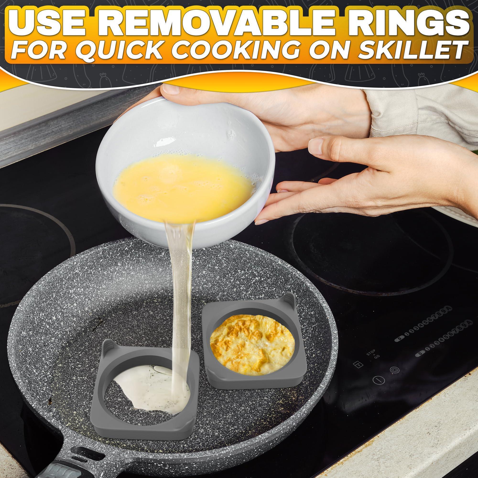 Silicone Egg Rings for Frying Eggs 16.5 x8.9 inch 6 Ring Removable Silicone Egg Molds for Griddle 12 Shapes 6 Round & 6 Square Non Stick & Heat Resistant Ergonomic Handles for Easy Cooking Silicone Egg Rings for Frying Eggs 16.5 x8.9 inch 6 Ring Removable Silicone Egg Molds for Griddle 12 Shapes 6 Round & 6 Square Non Stick & Heat Resistant Ergonomic Handles for Easy Cooking