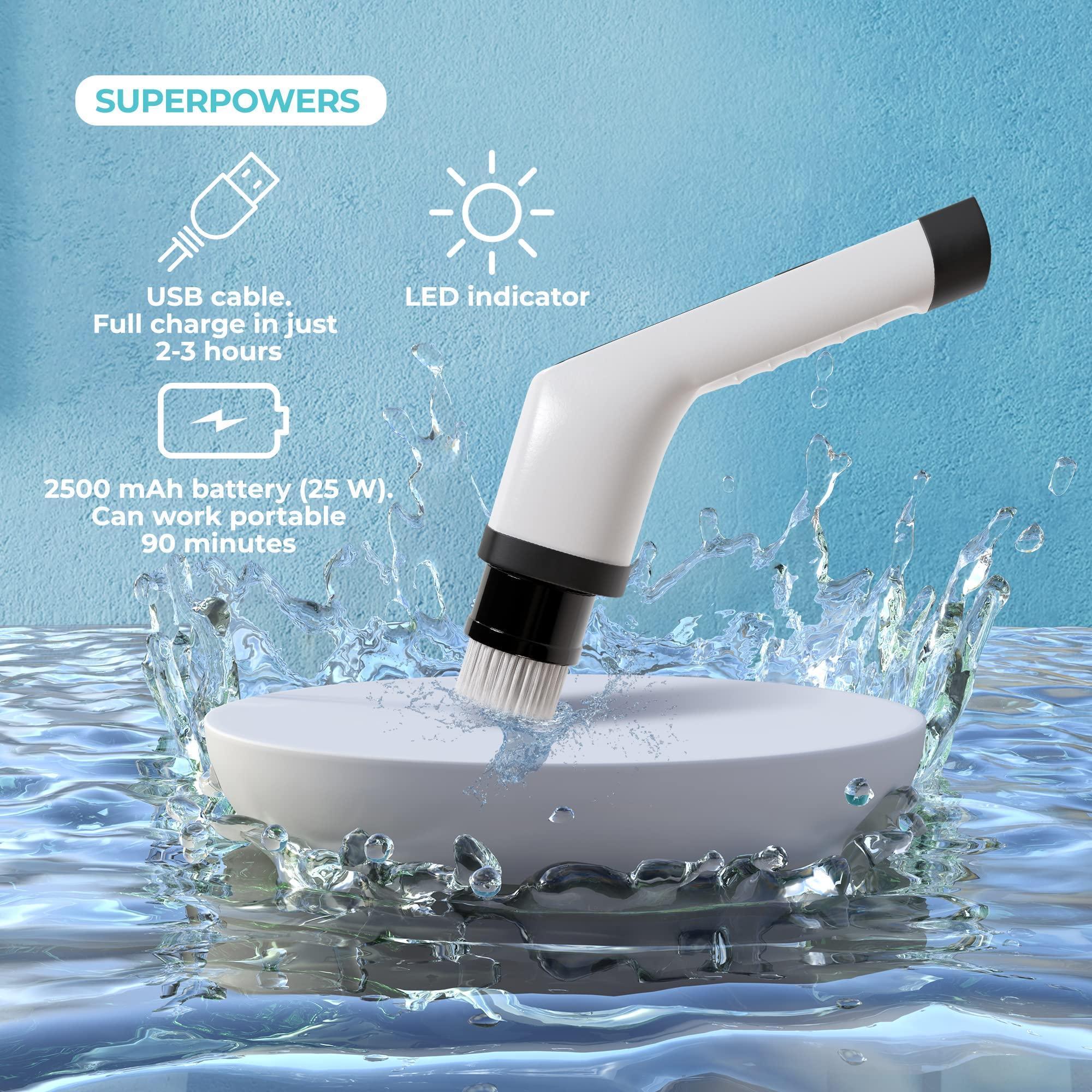 Portable Electric Spin Scrubber for Cleaning Bathroom Kitchen Car White 7 in 1 Portable Electric Spin Scrubber for Cleaning Bathroom Kitchen Car White 7 in 1