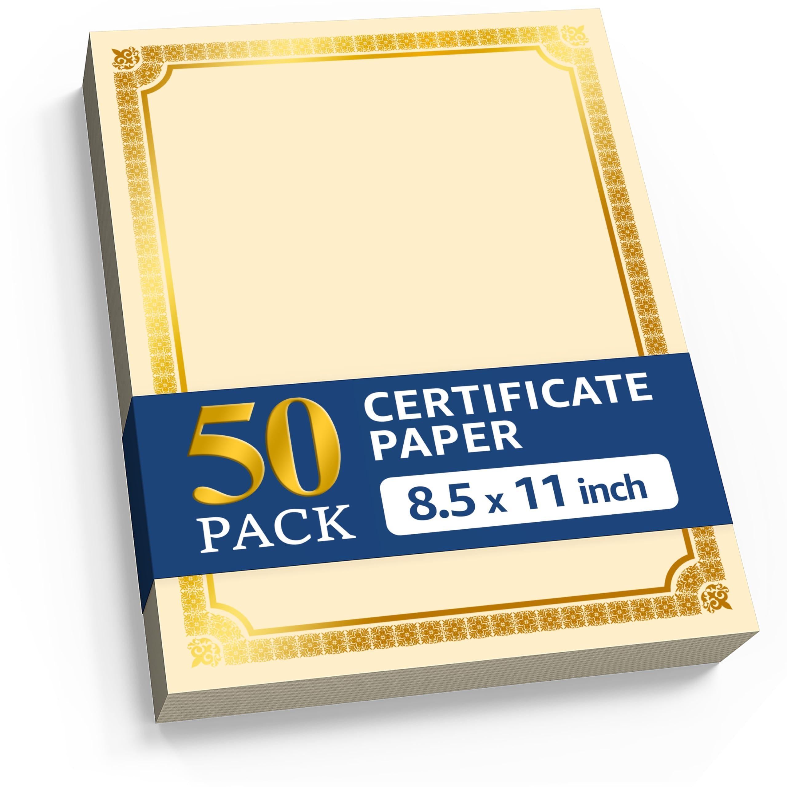 50 Sheets Certificate Paper 8.5 x 11 for Printing Letter Size 180 GSM Printable Award Certificate Paper with Gold Foil Border Blank Diploma Certificates Graduation Achievement Document Cardstock 50 Sheets Certificate Paper 8.5 x 11 for Printing Letter Size 180 GSM Printable Award Certificate Paper with Gold Foil Border Blank Diploma Certificates Graduation Achievement Document Cardstock