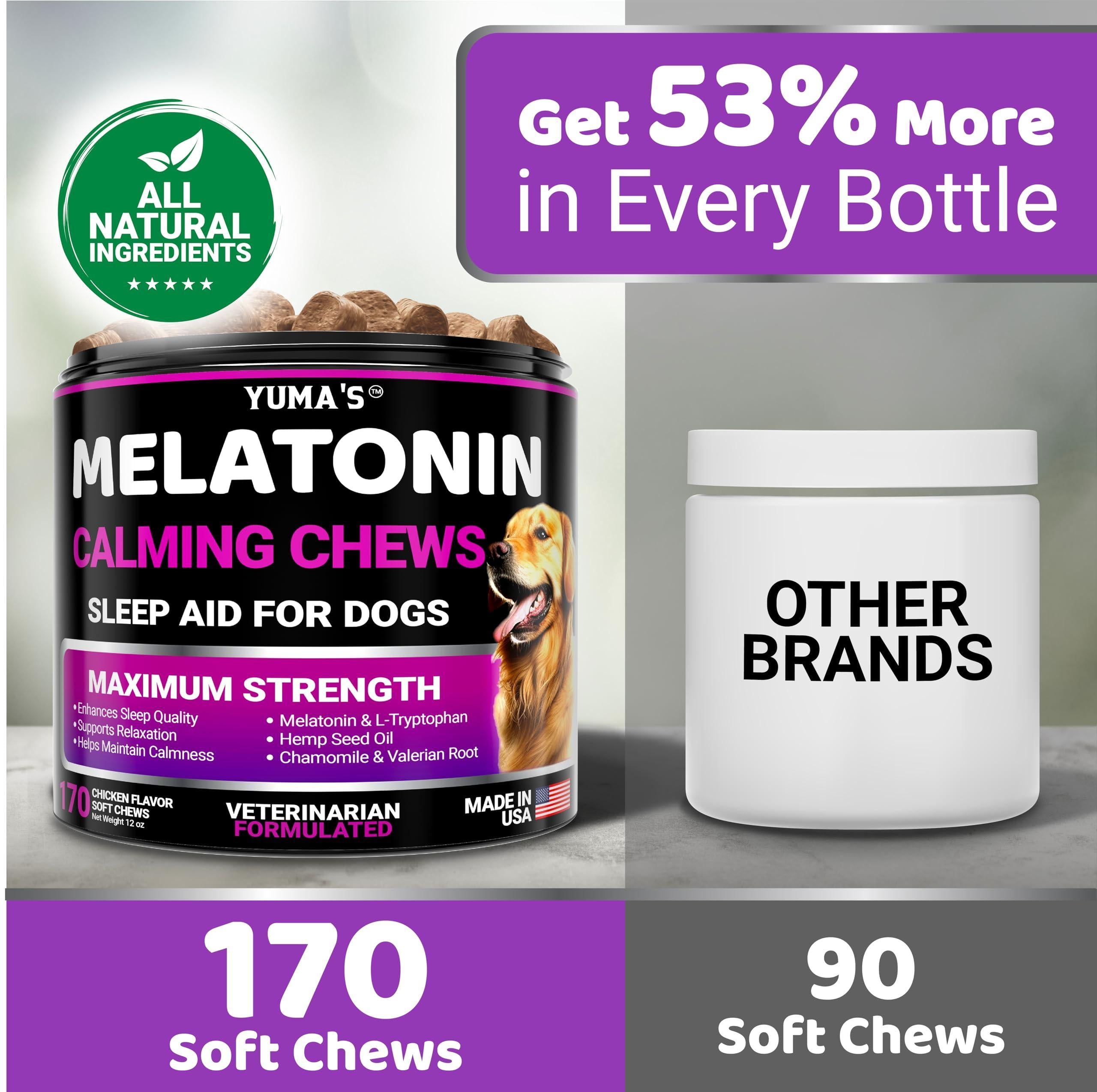 Melatonin Calming Chews for Dogs 170 Count Anxiety Relief Melatonin Calming Chews for Dogs 170 Count Anxiety Relief