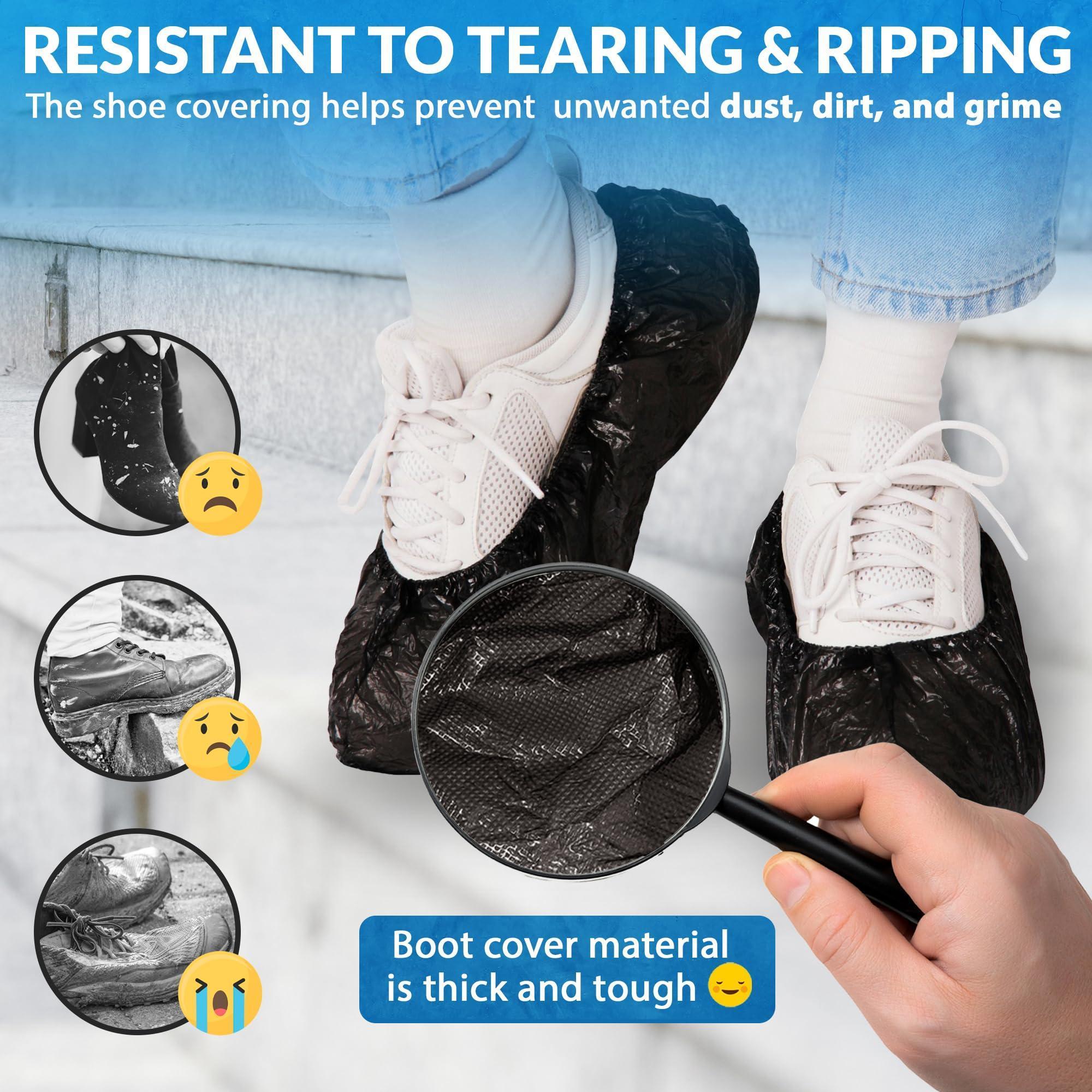 Black Disposable Shoe Covers for Indoors 16 x 5.75 Inch 100 Pack CPE Shoe Covers Disposable Non Slip Disposable Boot Covers Waterproof. Disposable Booties for Shoes Covers Elastic Band Black Disposable Shoe Covers for Indoors 16 x 5.75 Inch 100 Pack CPE Shoe Covers Disposable Non Slip Disposable Boot Covers Waterproof. Disposable Booties for Shoes Covers Elastic Band