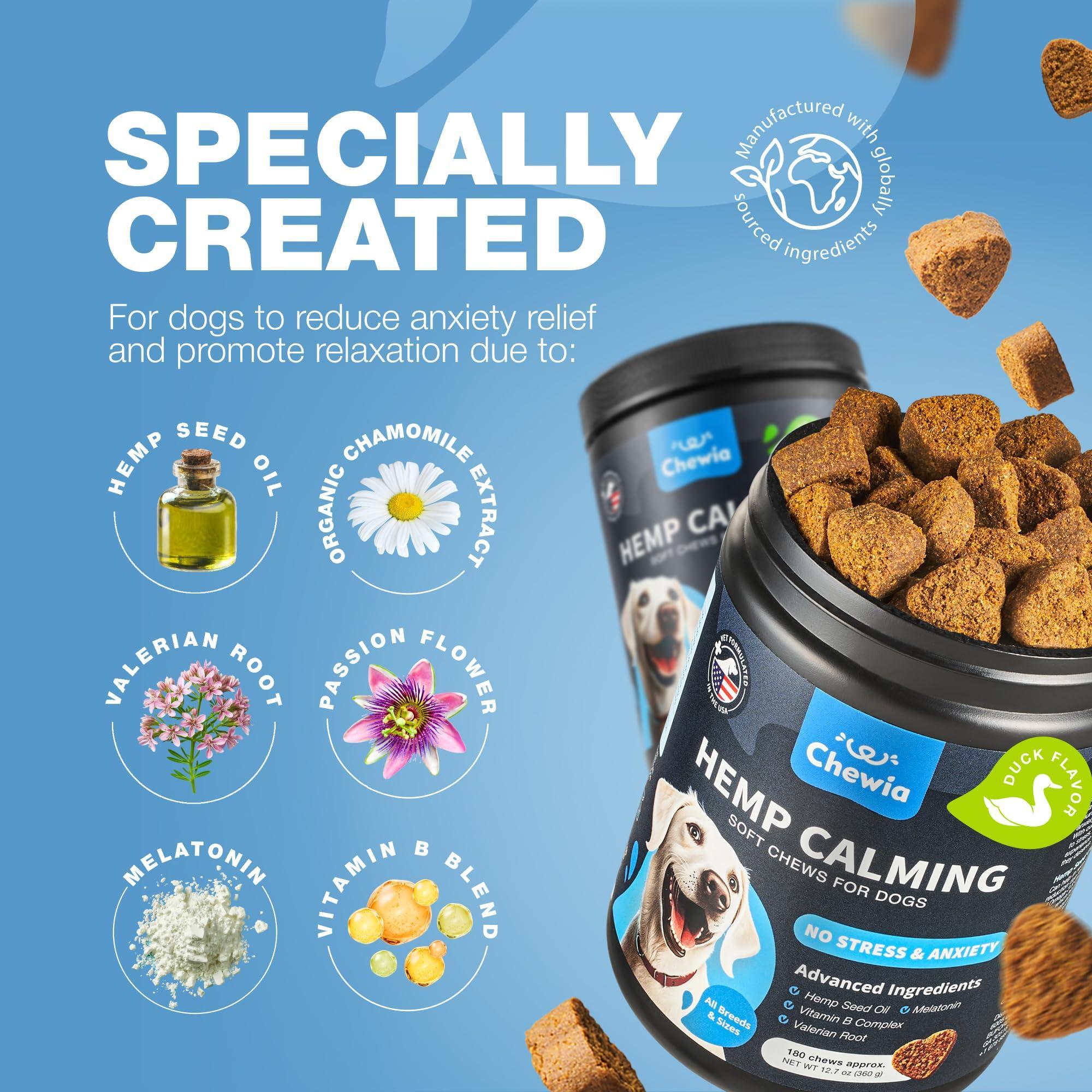 Calming Chews for Dogs Anxiety Relief Melatonin & Valerian Root Calming Chews for Dogs Anxiety Relief Melatonin & Valerian Root